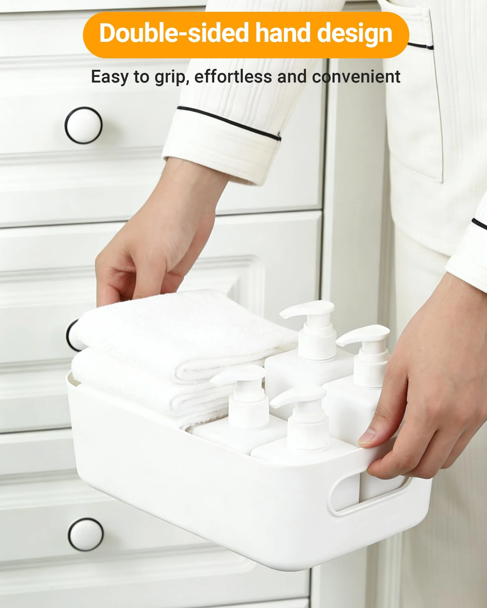 Cajas de almacenaje blancas 4 unidades – Cajas organizadoras & organizer box, cajas pequeñas de plástico, cajas apilables para cocina, armario y baño (20 × 14 × 7 cm), almacenaje y organización