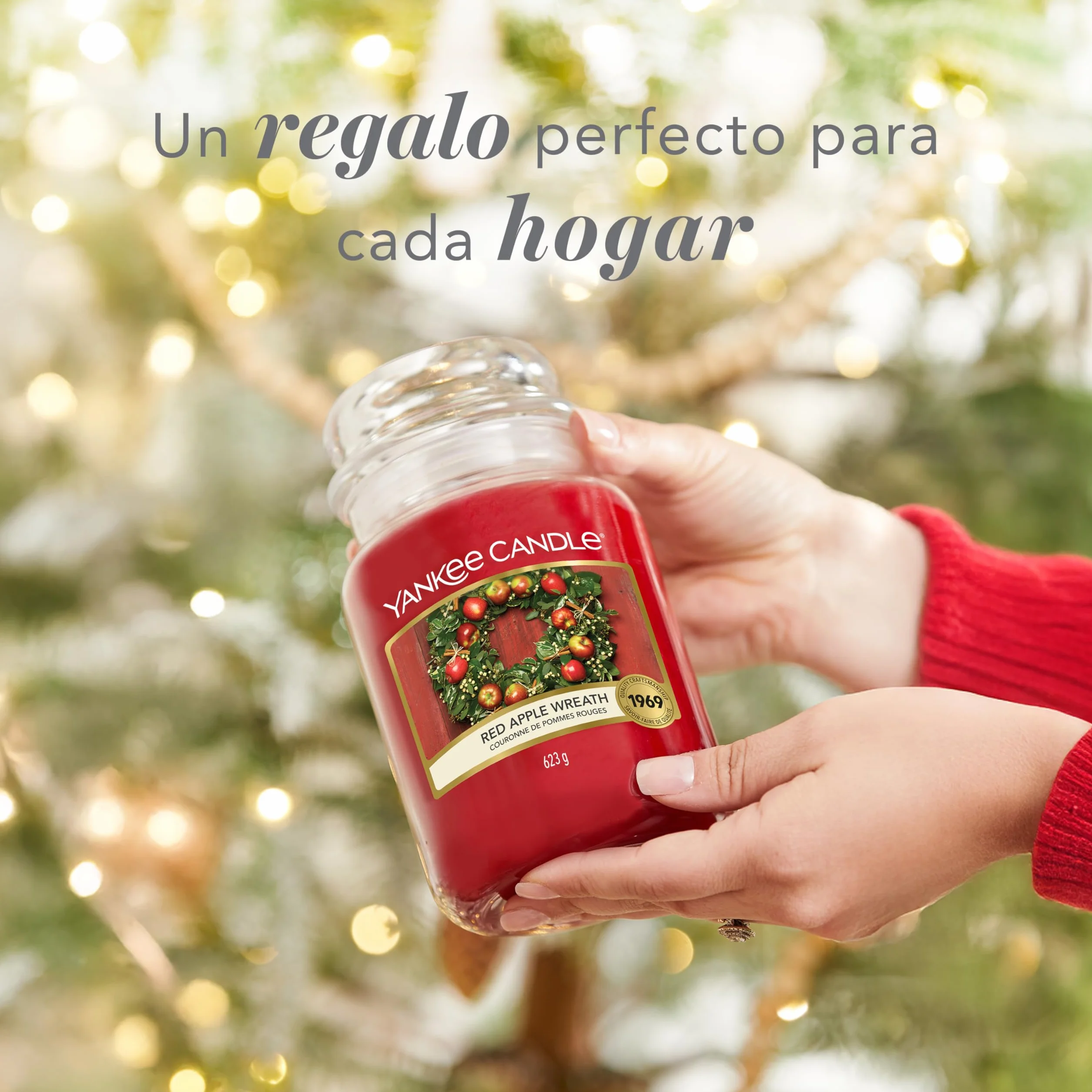 Yankee Candle Red Apple Wreath vela en tarro grande, larga duración 150 h, regalo para mujer