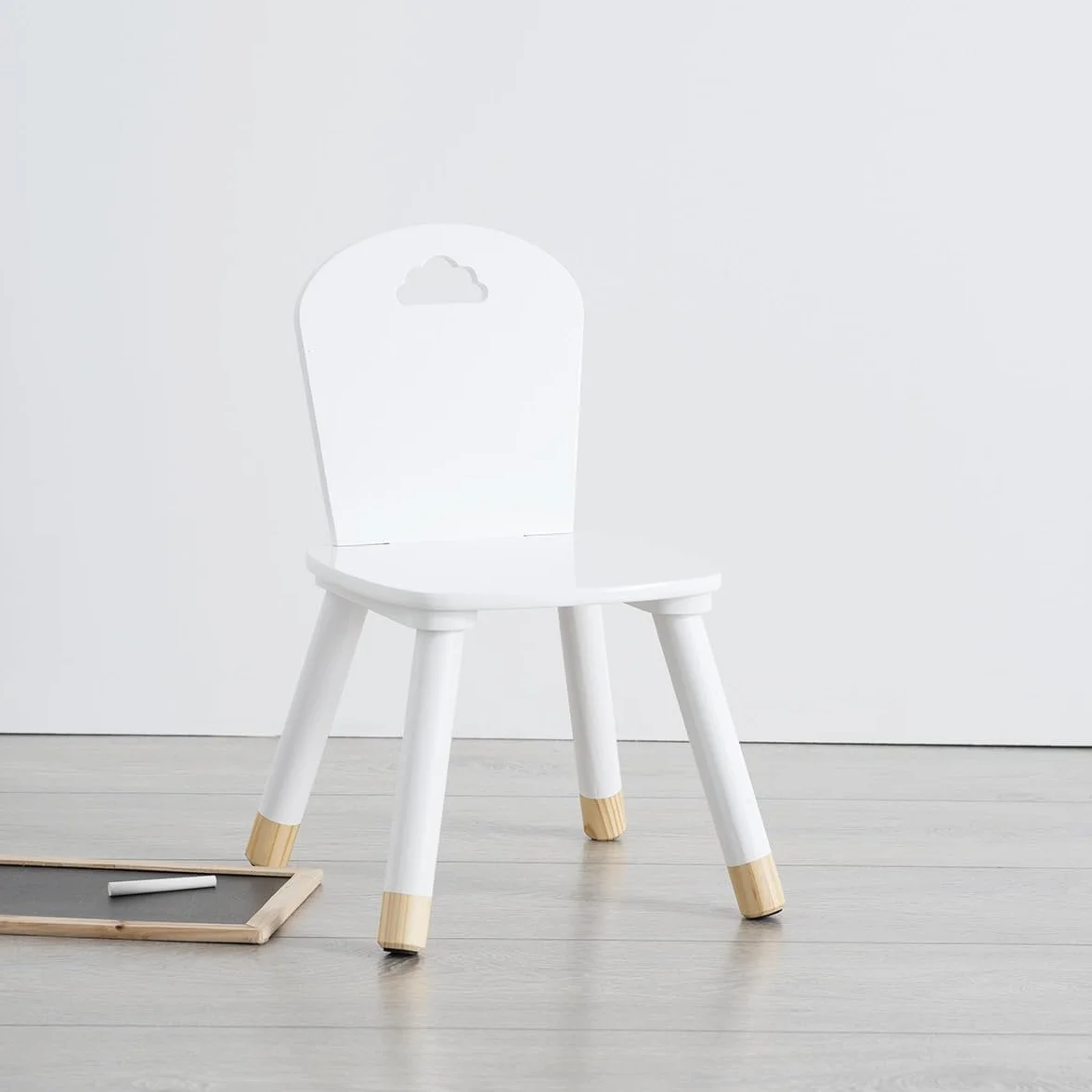 Set de 2 sillas de Madera para niños Blanco y marrón 32x50x32cm