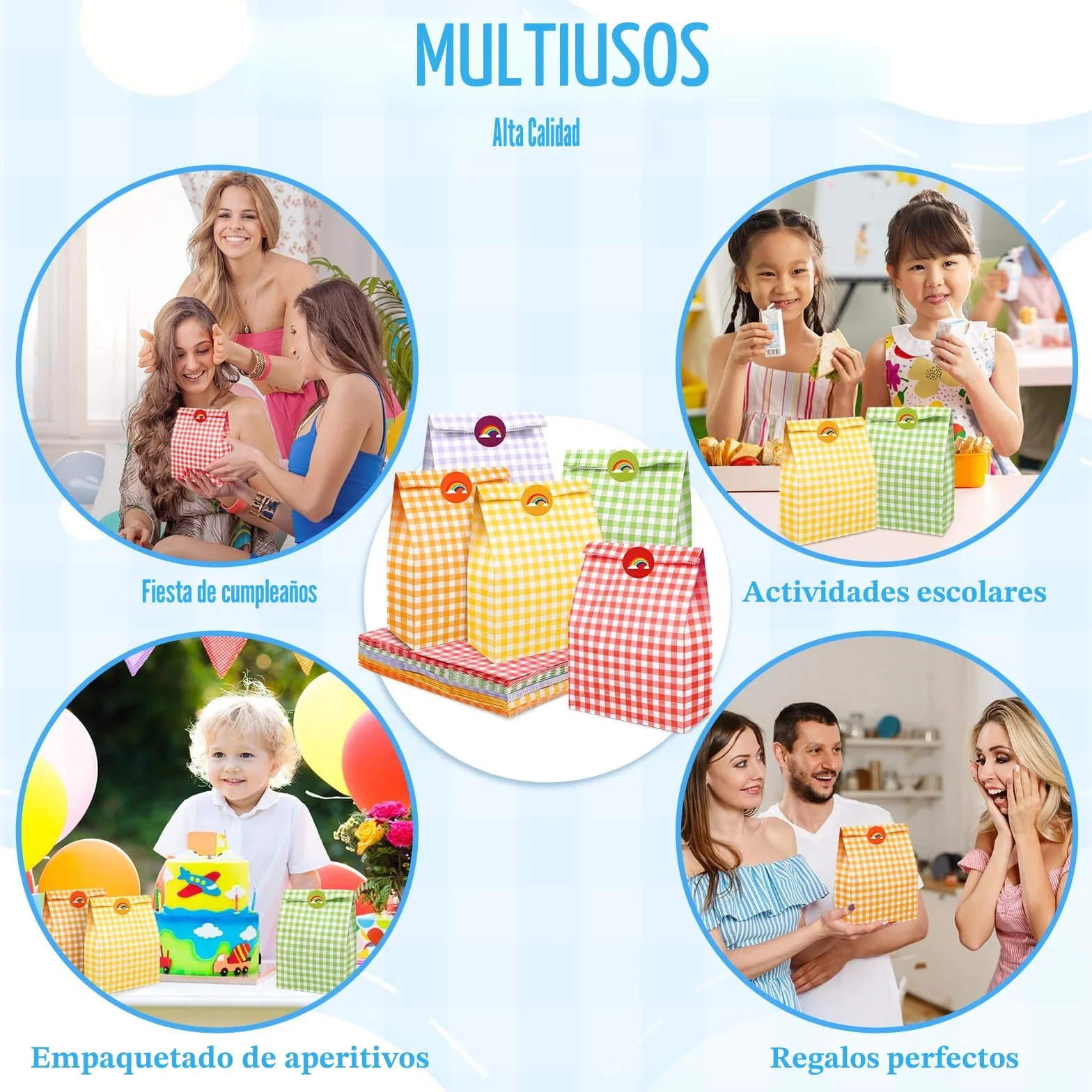 PHOGARY Bolsitas para Regalos, 40 PCS Bolsas de Papel Colores Kraft Bolsas Regalo Cumpleaños Infantil con Pegatinas para Envolver Regalos, Fiesta, Celebración, Boda, Cumpleaños