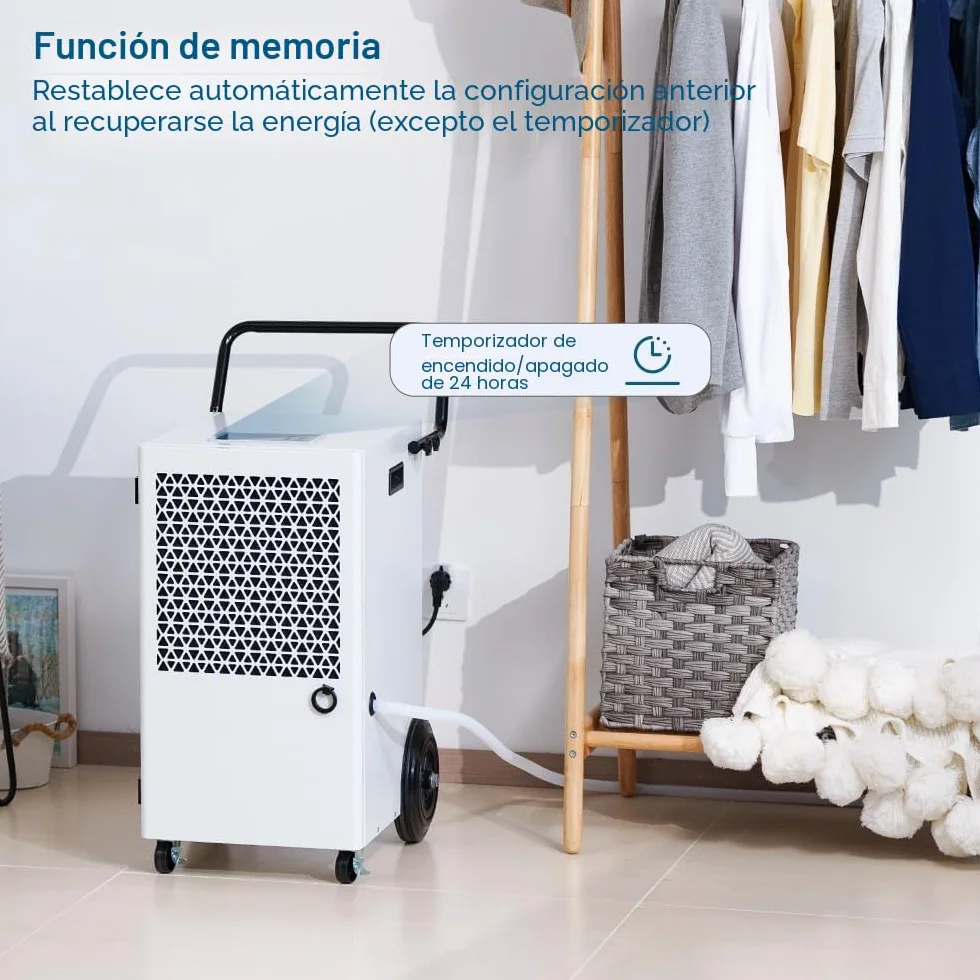 Deshumidificador Industrial Grandes Superficies 120L/Día: Área 300m²/600m3 Deshumidificadores con Sensor de Humedad Eléctrico Temporizador 24H Depósito de 7L para Trastero Baño y Garaje