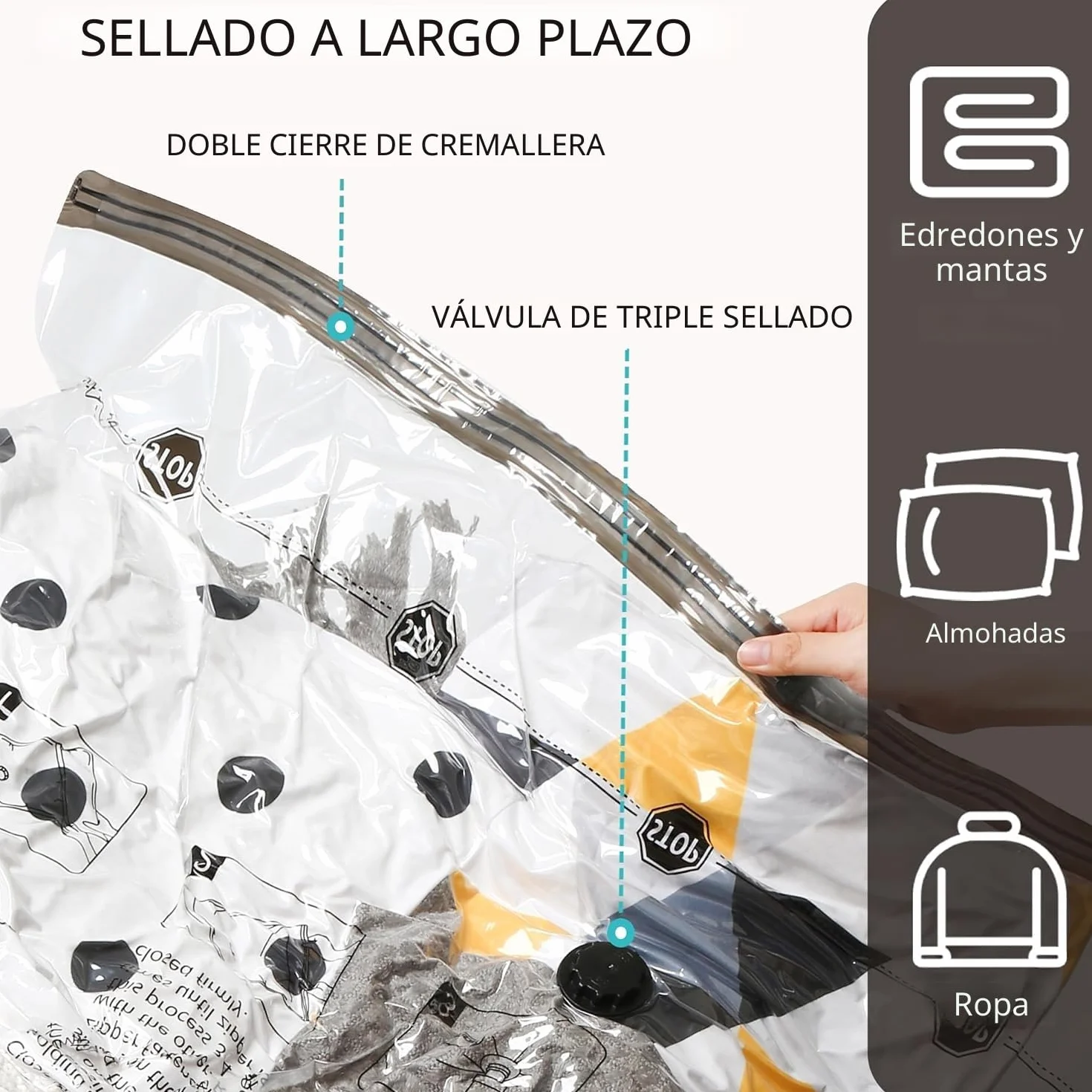 SUOCO Bolsas al Vacío Ropa, Juego de 8 Bolsas con Bomba Eléctrica, Almacenaje al Vacío para Viaje y Hogar