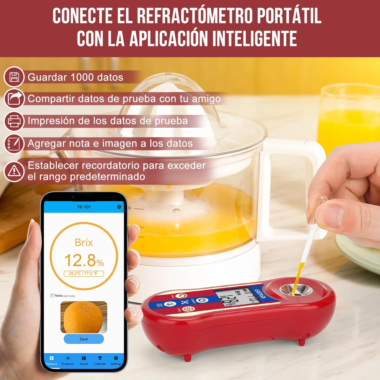 Brix - Refractómetro digital y comprobador de salinidad, medidor inteligente de azúcar Brix, refractómetro de sal para agua salada con ATC, rango de medición Brix 0,0-60% para frutas, vino y cerveza
