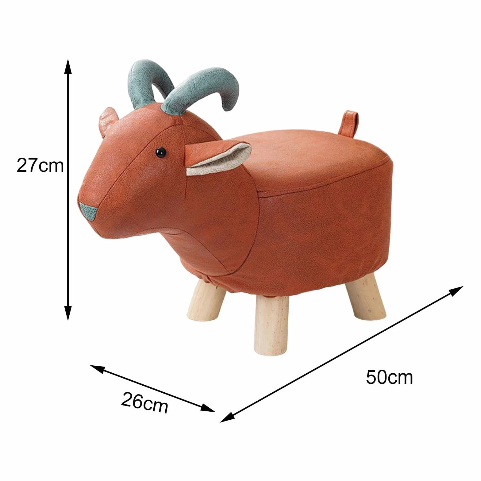 Perfk Madera Reposapiés Otomano Animal Portátil Multifuncional Taburete de Té Cabra Roja
