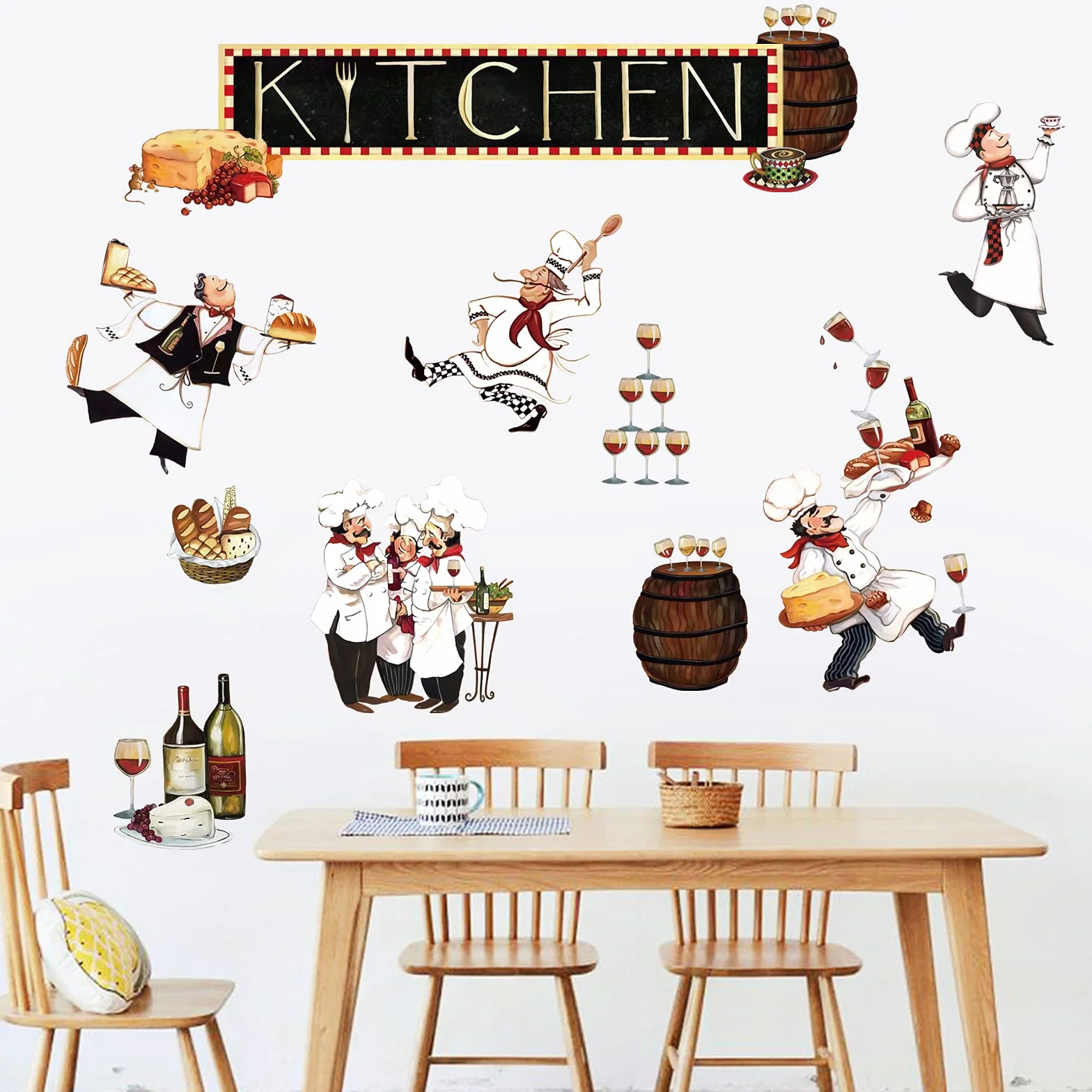 Decalmile Pegatinas de Pared Cocina Cocinero Vinilos Decorativos Cocina Comedor Restaurante