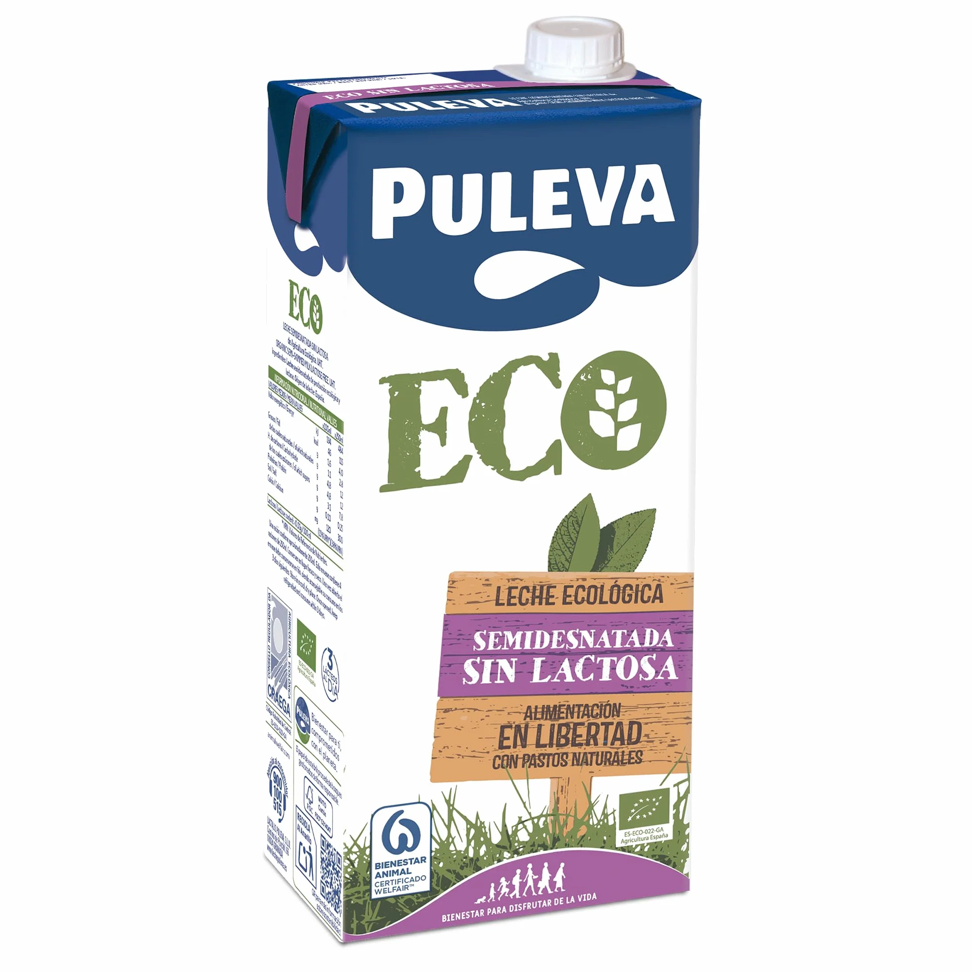 Puleva ECO Leche Ecológica Sin Lactosa Semidesnatada BIO Pack 6 x 1L