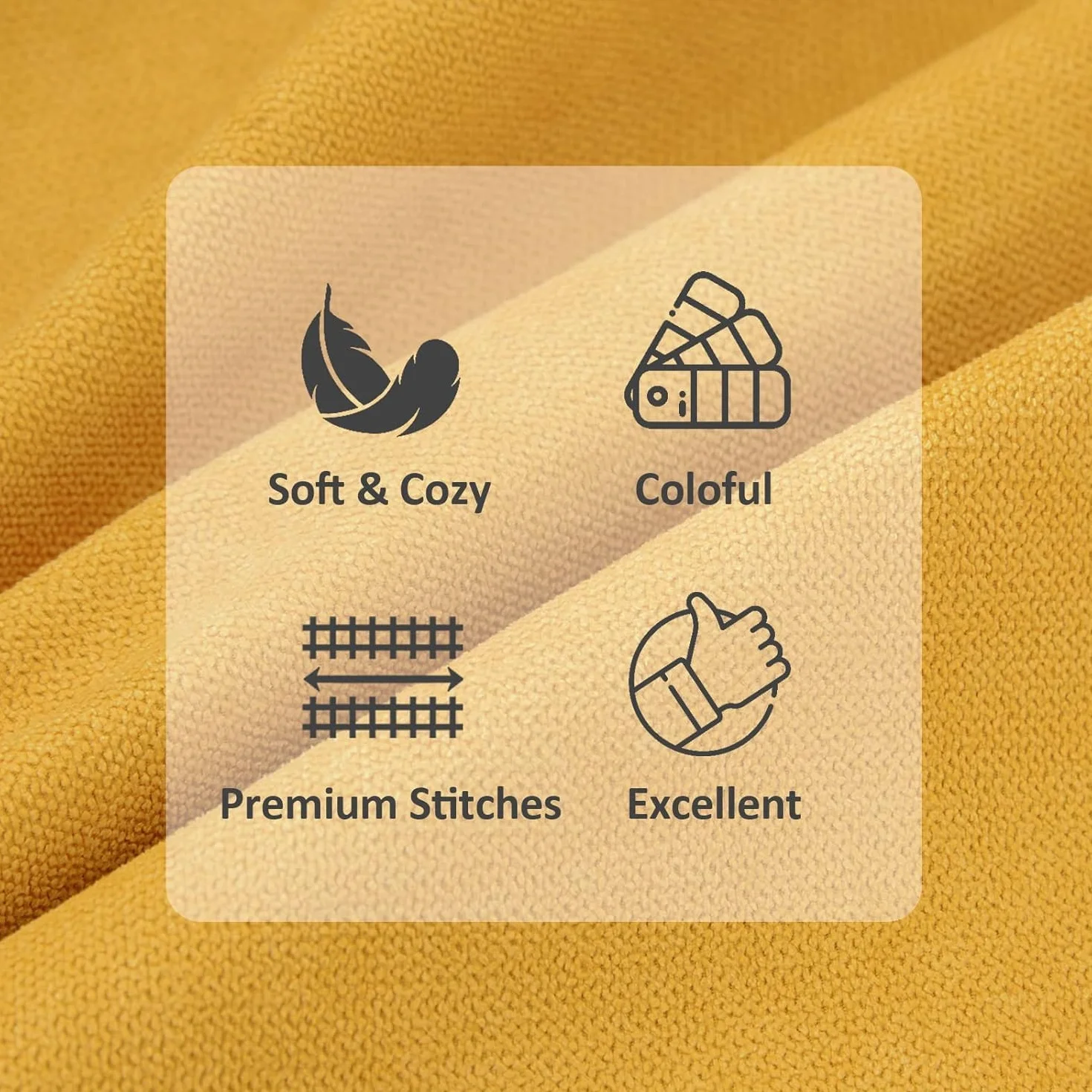 Topfinel Fundas Cojines Sofa 2 Pack 45x45 Algodón Lino Chenilla Color Sólido Amarillo