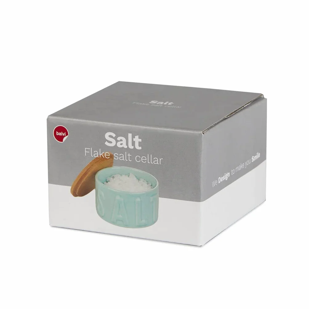 Balvi Bote para Sal en Escamas Salt Color Turquesa Salero con Tapa para Cocina Cerámica/bambú 4,8x8x8