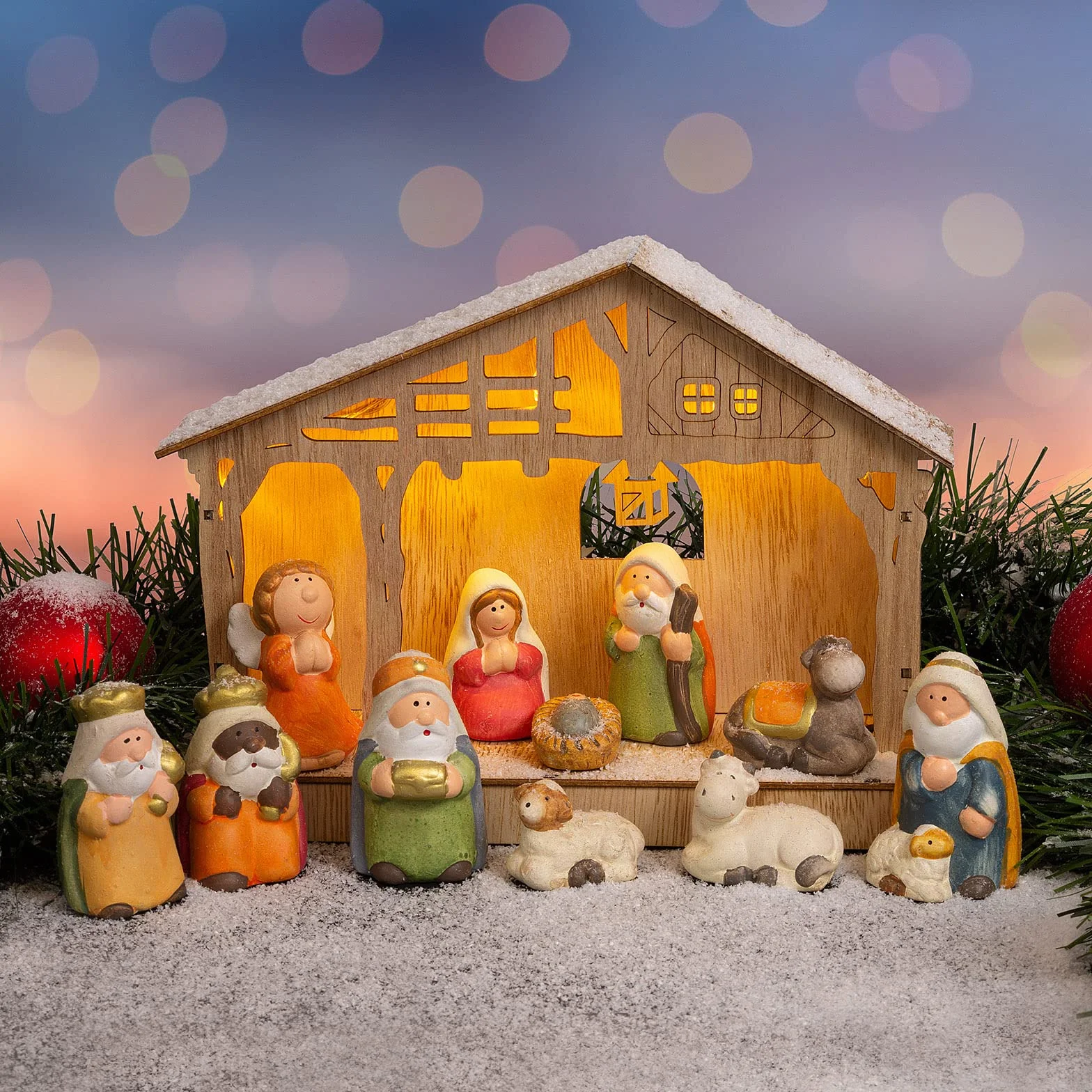 ARTECSIS Set De 11 Figuras Belén 7.5cm, Nacimiento, Belén De Cerámica Santon para Decoración Navideña