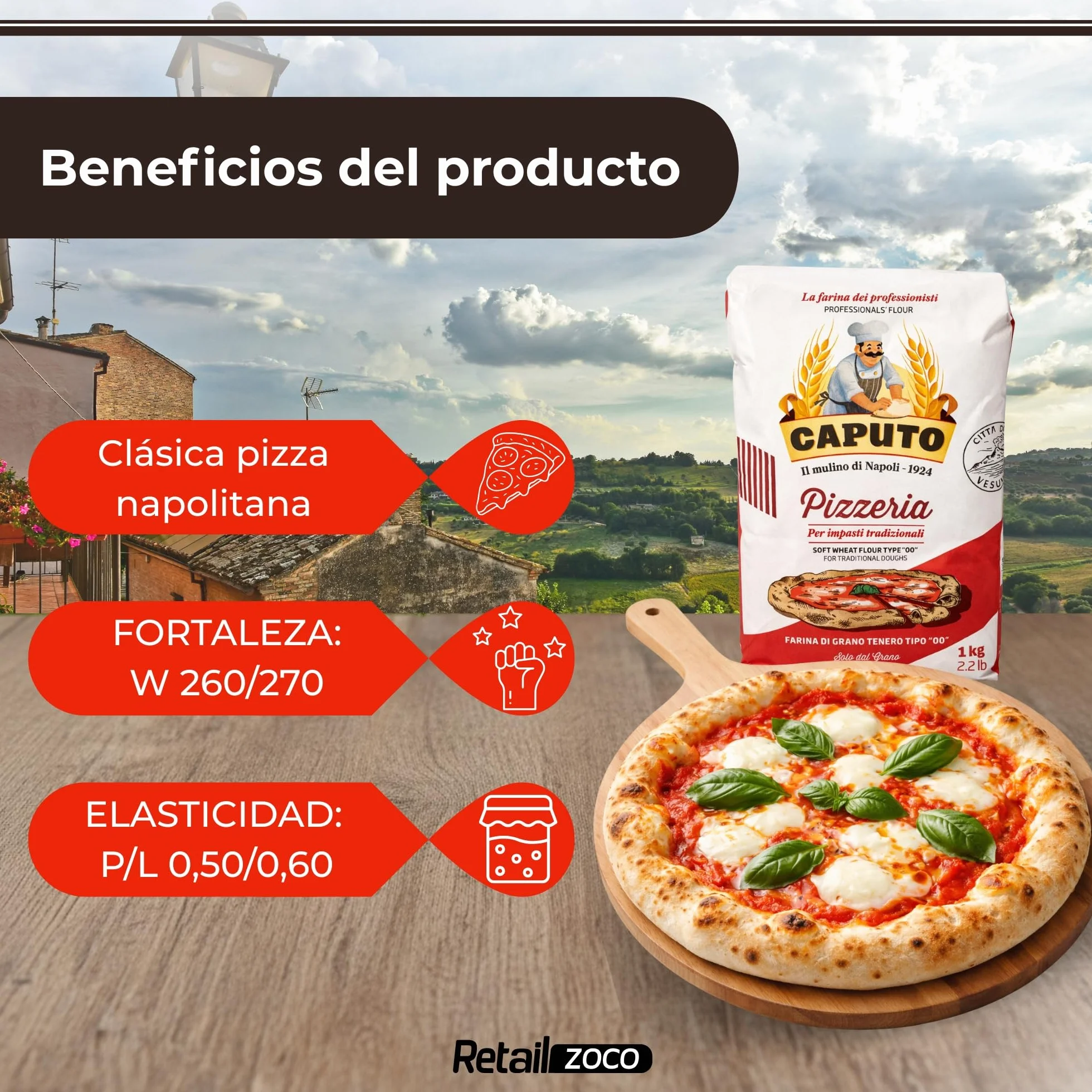 Harina Caputo Pizzeria Tipo 00 3x1 kg para pizza napolitana