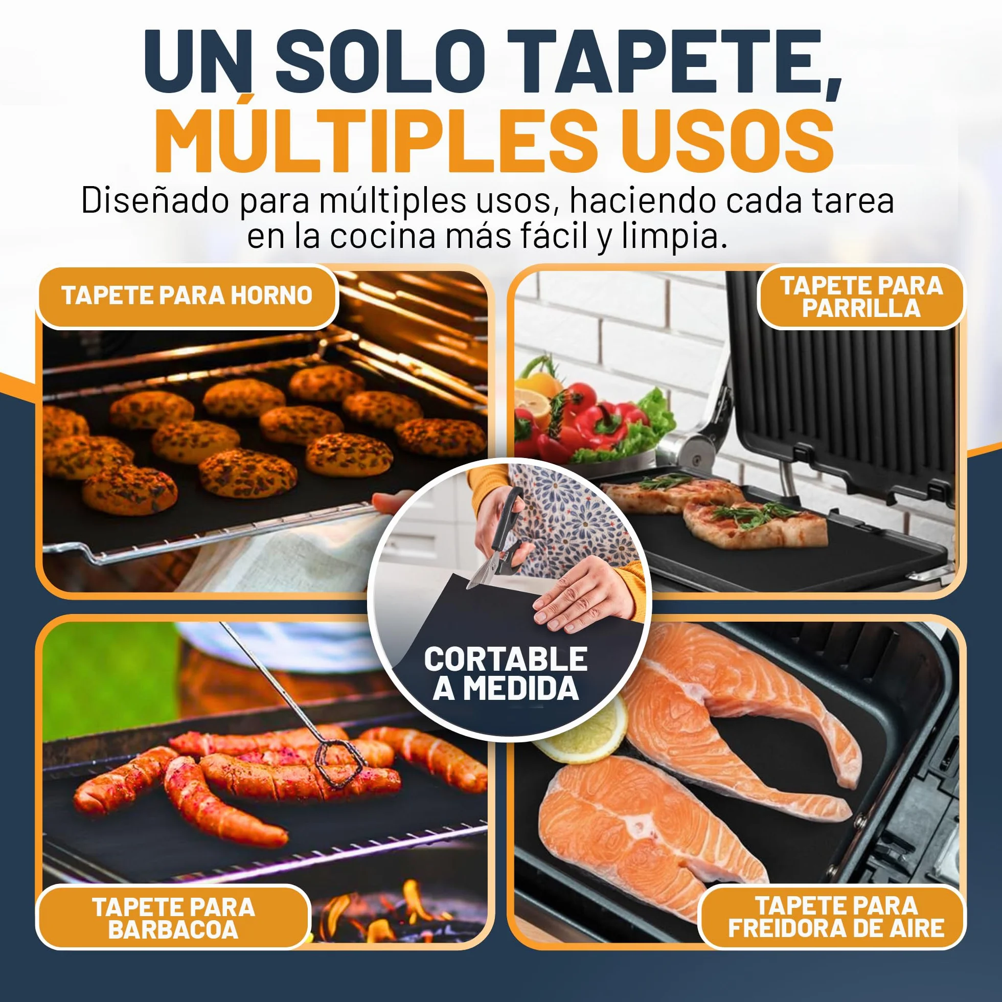 Linda's Essentials Protector Horno Interior Alfombrilla Reutilizable 32x50 cm Antiadherente Universal Fácil de Limpiar Negro