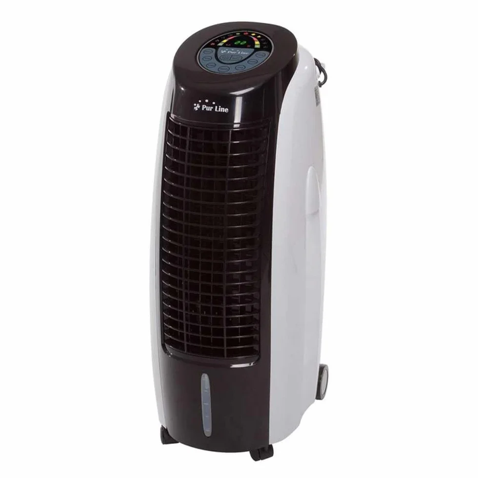 PUR LINE | Climatizador Evaporativo Digital Gran Capacidad Panel LED, 6 Velocidades, Ionizador, Temporizador de 24h, Rejilla Motorizada, Control Remoto y Tanque 15 Litros –