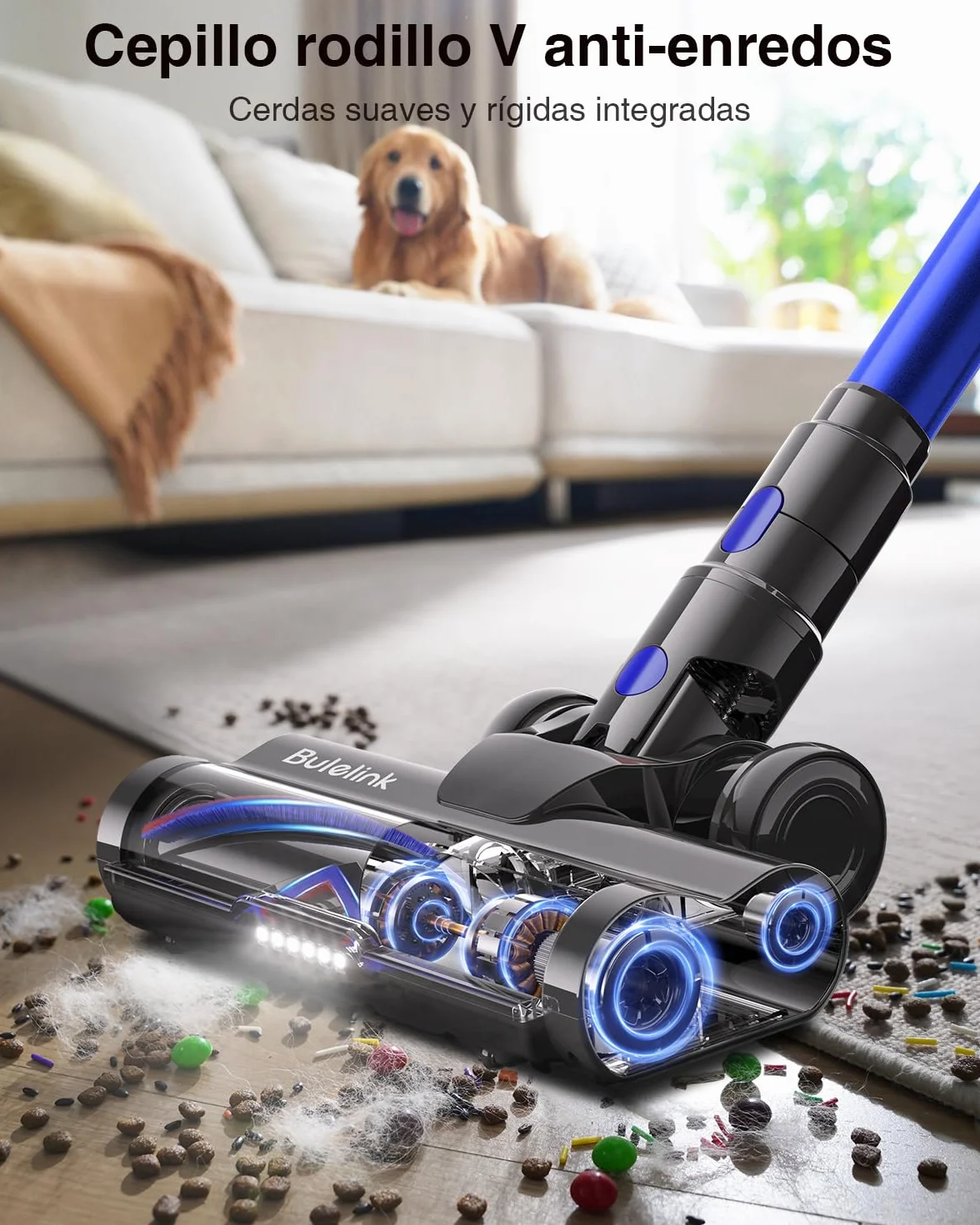 55Kpa/650W/65Mins Aspiradora sin Cable, Aspiradora sin Cable de 1.6 L/Pantalla Táctil LED,Capa de Filtración de 8 Etapas, Autocargable,Autoportante,Adecuado para Suelos/Alfombras/Pelo de Animales