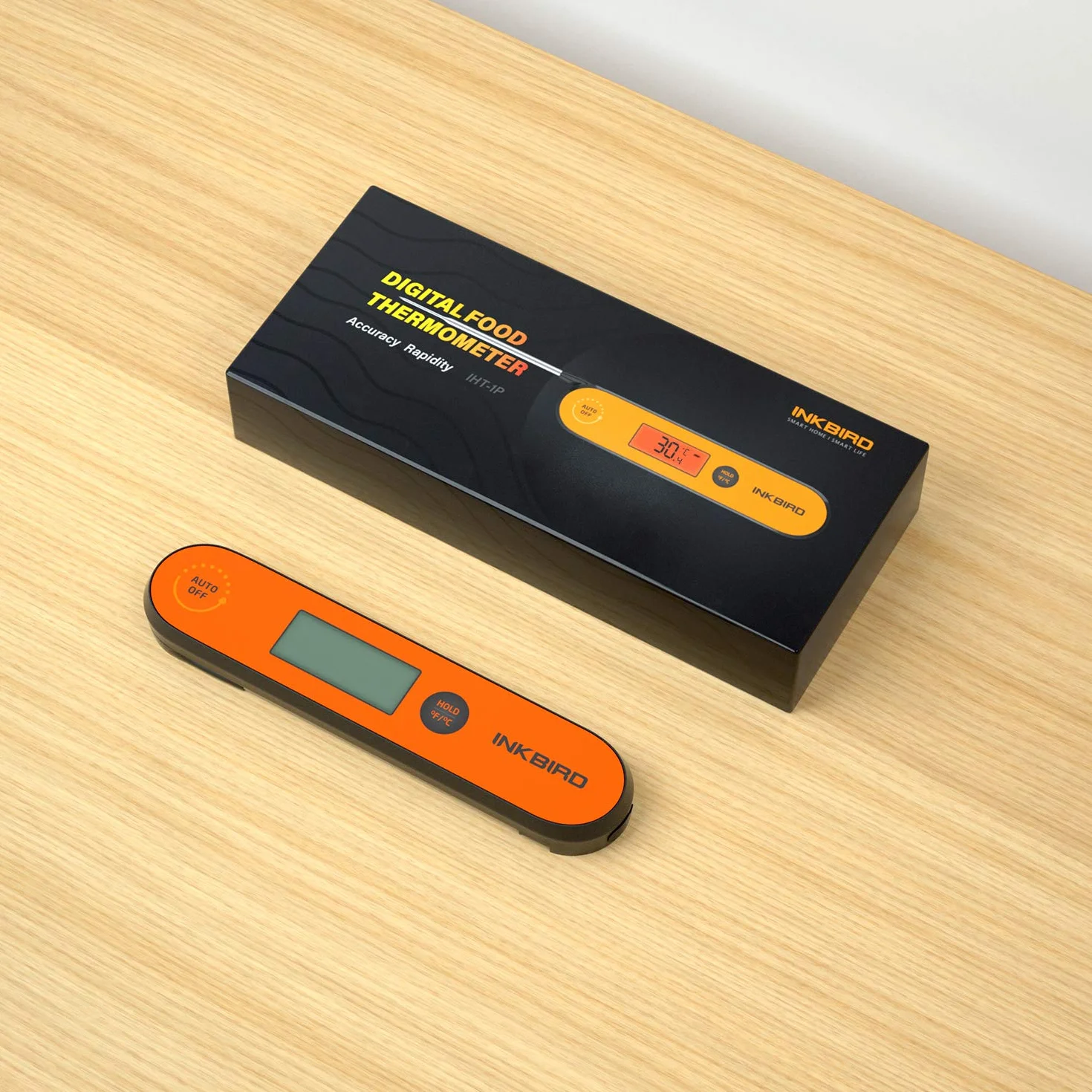 Inkbird IHT-1P Termometro Cocina, Impermeable Termometro Digital Cocina con sonda Larga Acero Inoxidable, Termómetro para carne Lectura Rápida，Conmutable °C/°F, Apto Para Parrilla, Carne, Líquidos