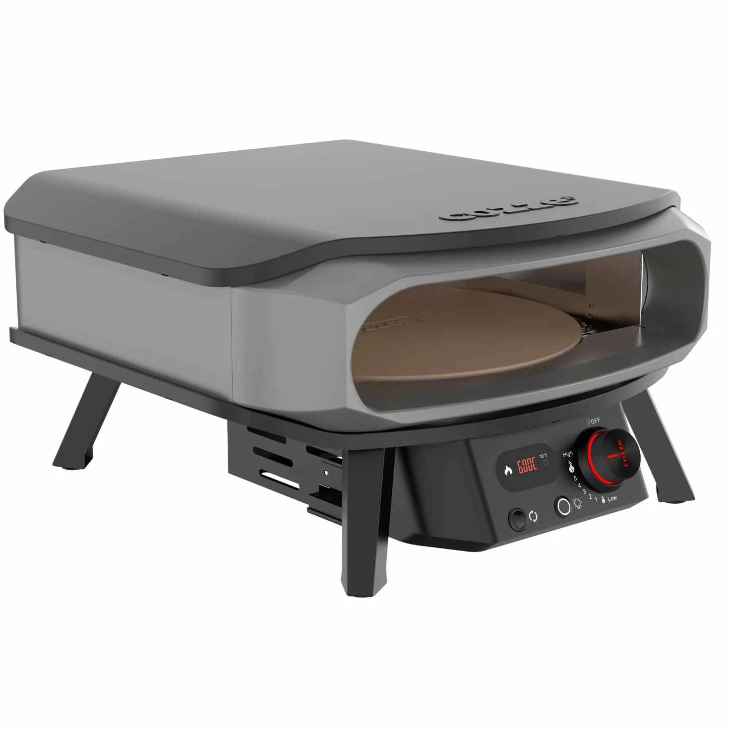 Cozze Horno de Pizza 17" Premium ROTATE a Gas con Piedra Incluida y Encendido Automático