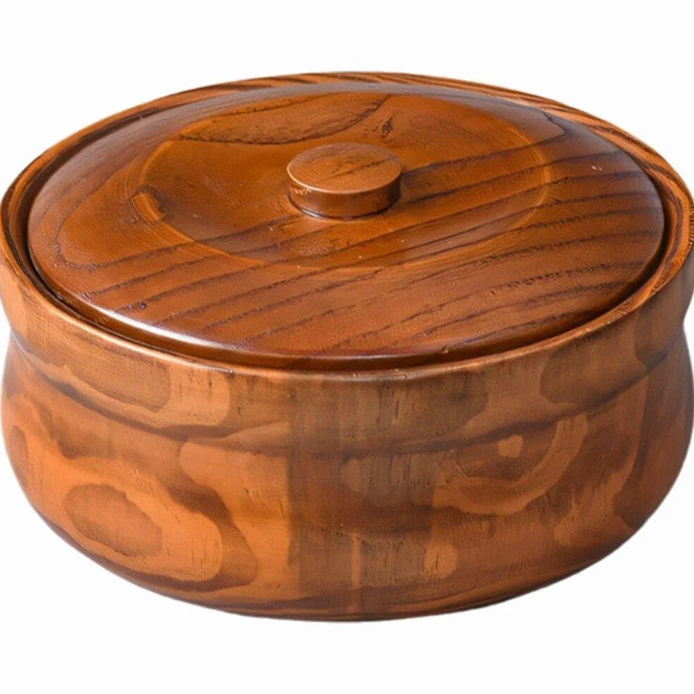 Juego de utensilios de cocina, cuencos, ensaladera de madera, cuenco de madera maciza for ensalada con tapa, cuencos grandes for mezclar frutas, verduras, ensaladas, decoración vintage de madera