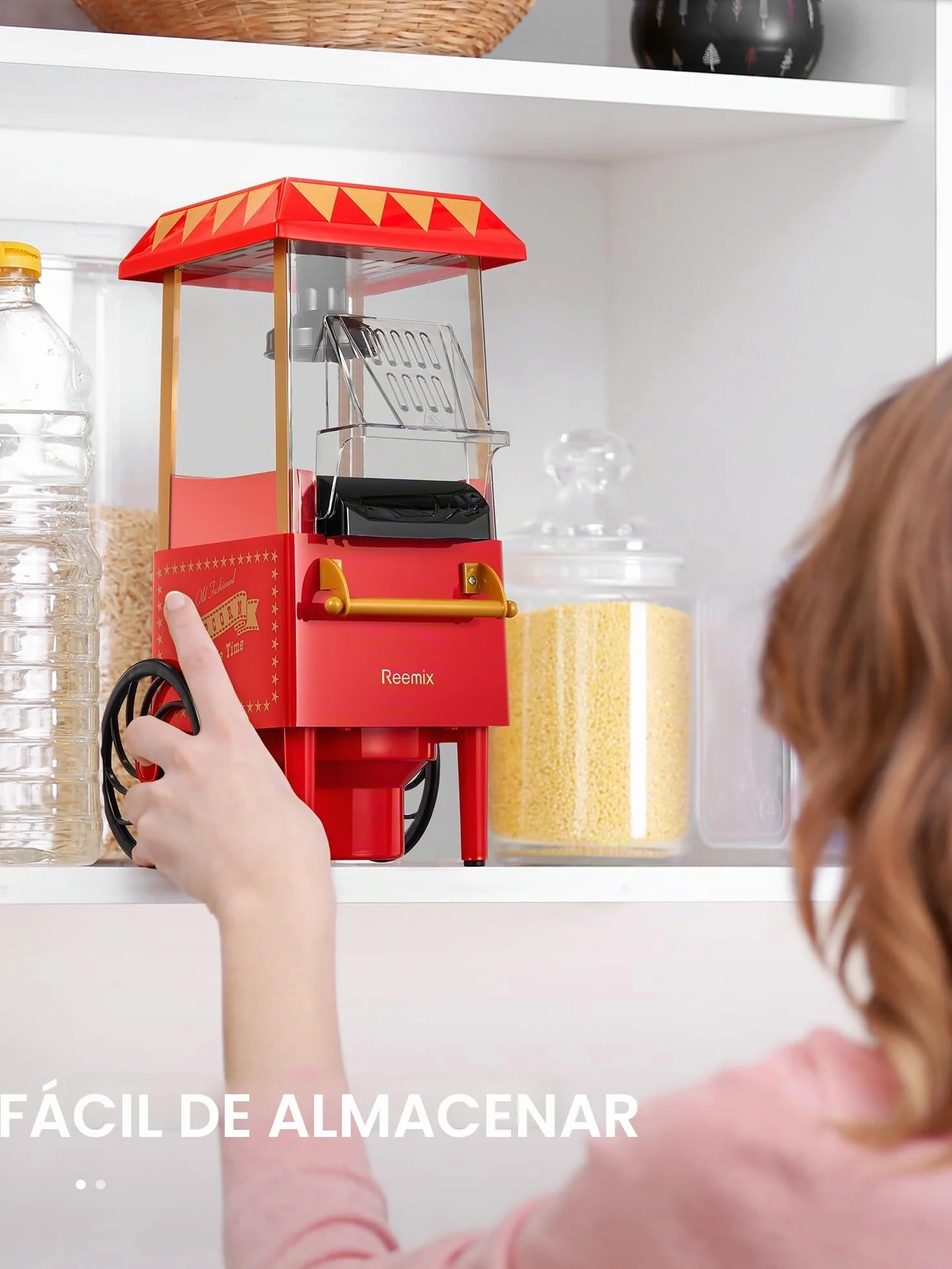Máquina de palomitas 1200W Diseño retro sin Aceite ni Mantequilla