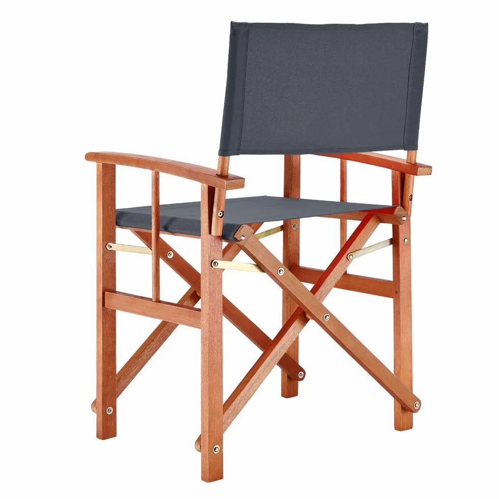 Casaria 2X Sillas de Director Antracita Cannes Madera de Eucalipto Certif FSC Silla de Jardín Plegable Exterior