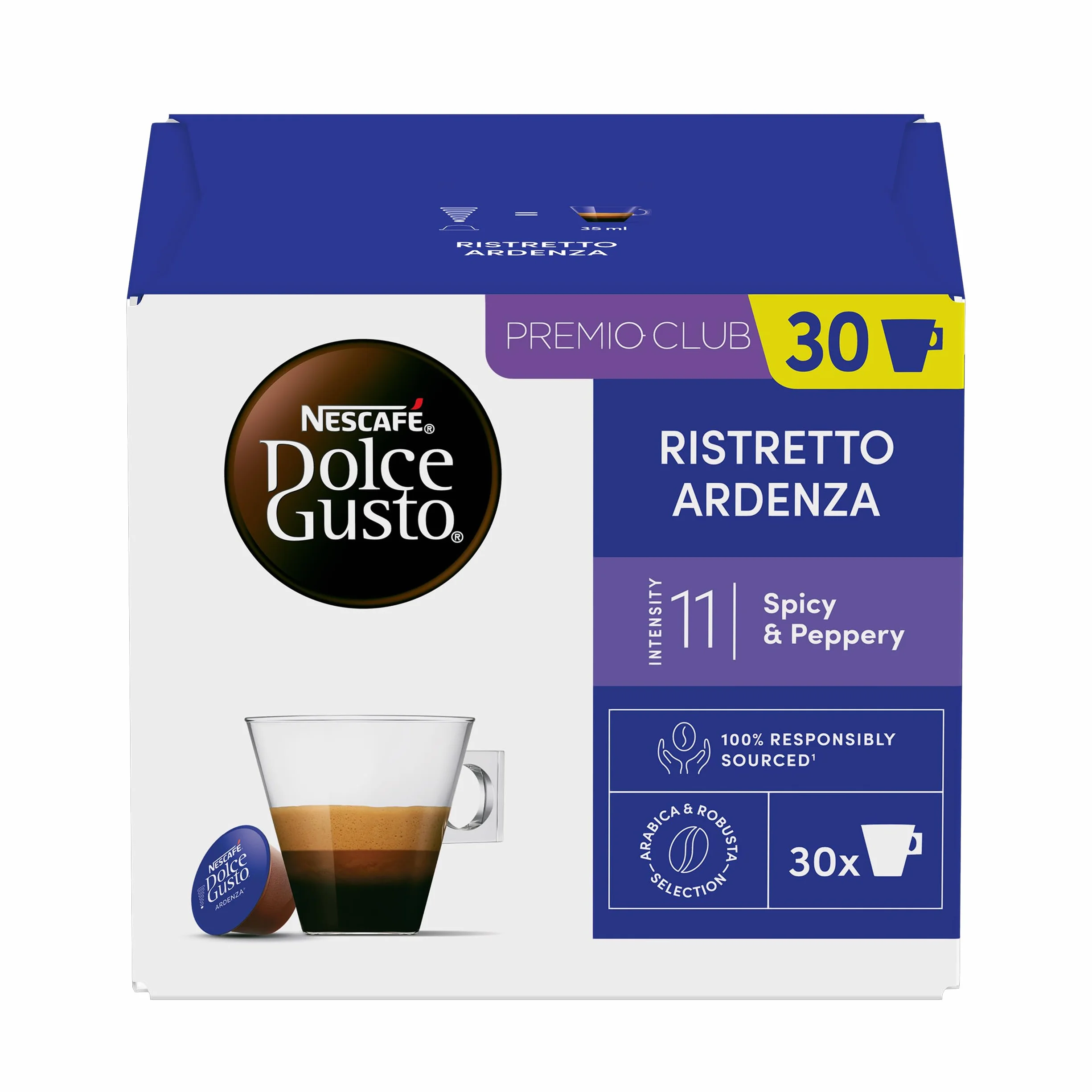 NESCAFÉ Dolce Gusto Espresso Ristretto Ardenza Cápsulas de Café, 90 Cápsulas, Intensidad 11, Café arábica