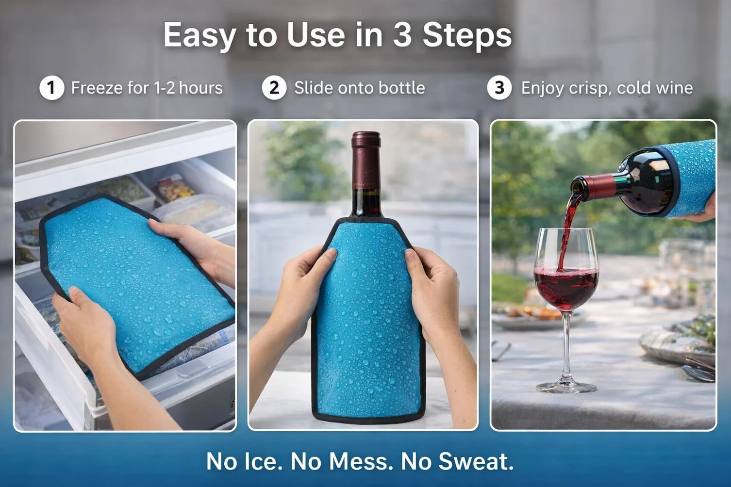 Enfriador De Vino De Gel, Funda Para Congelador, Vodka, Tequila, Enfriador De Portador (azul claro)