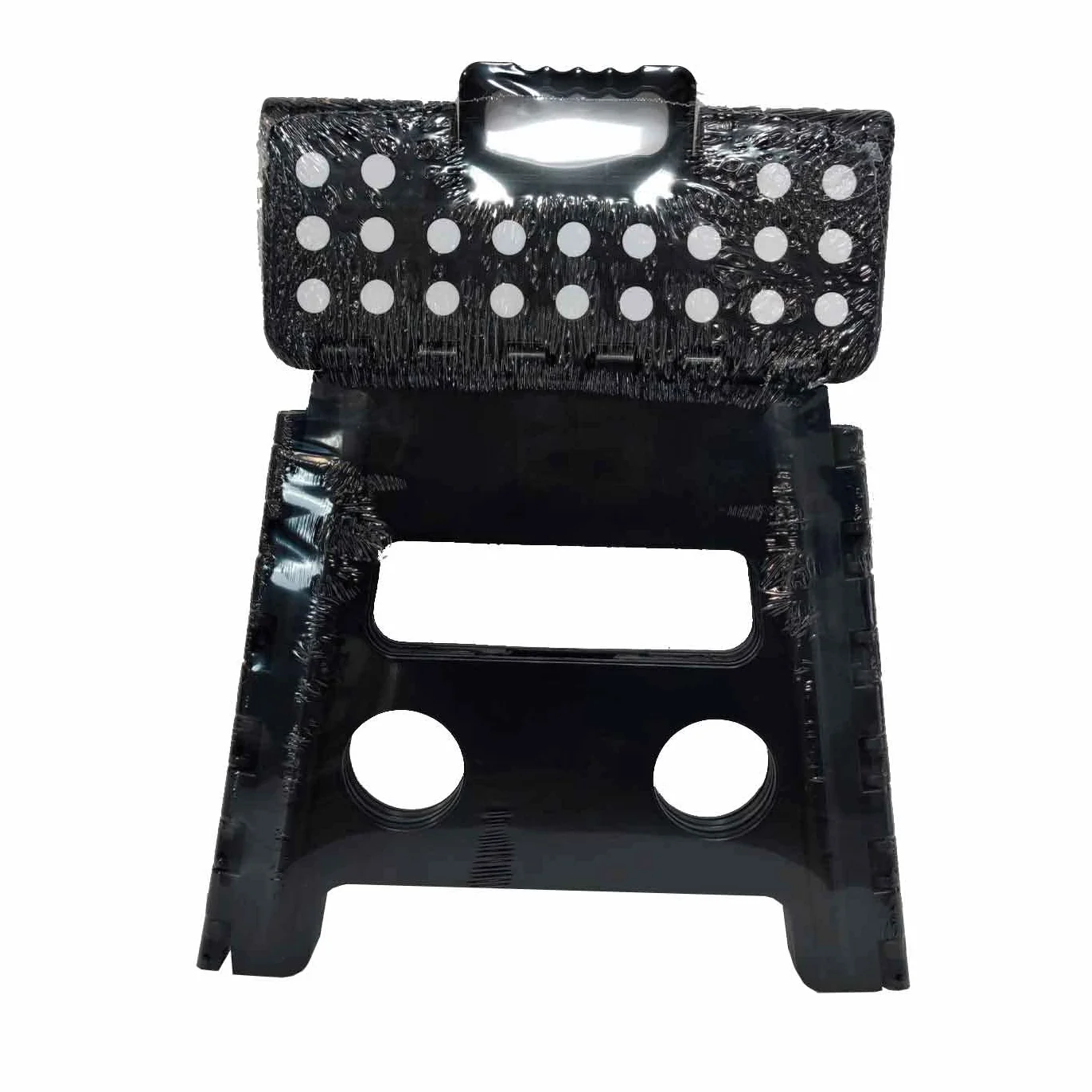 AC - Taburete Plegable - Fabricado en PVC - Multiusos de plástico Resistente y Duradero. Ideal para escuelas, guarderías u hogar. - 29 x 22 x 32 cm - Negro