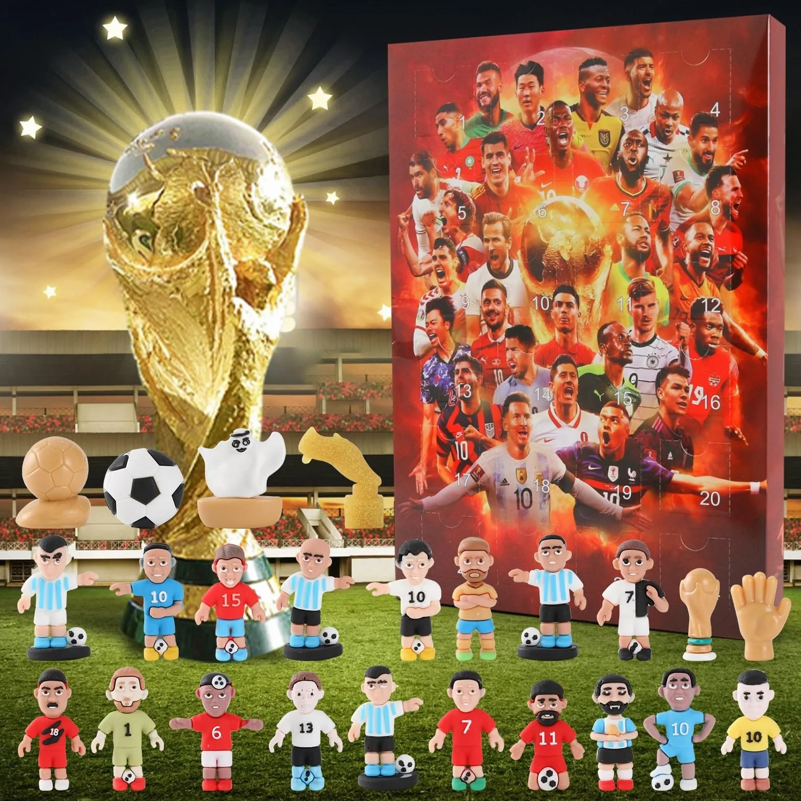 Calendario de Adviento de Fútbol 2024 con 24 Accesorios para Fanáticos
