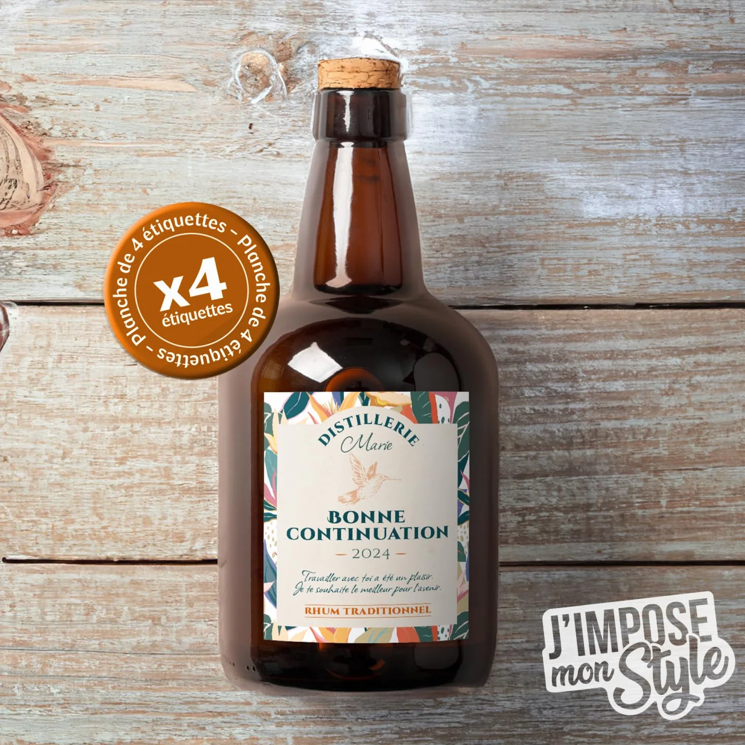 Etiquetas adhesivas personalizadas para botella de ron 70 cl 9 x 10,5 cm