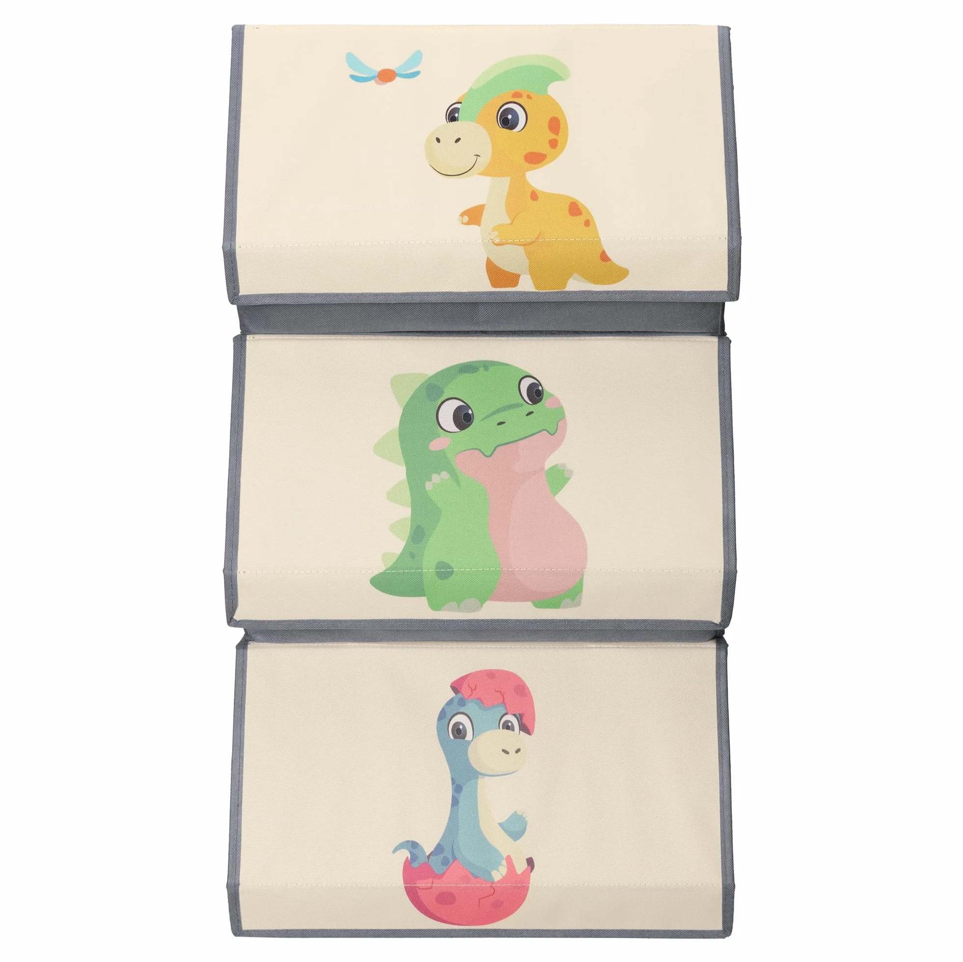 Navaris Organizador Juguetes Infantil - 3x Caja Almacenaje Juguetes Infantil 38 x 35 x 25 cm - Cajas Apilables Dinosaurios para Cuarto de Juegos y Habitación de Niños
