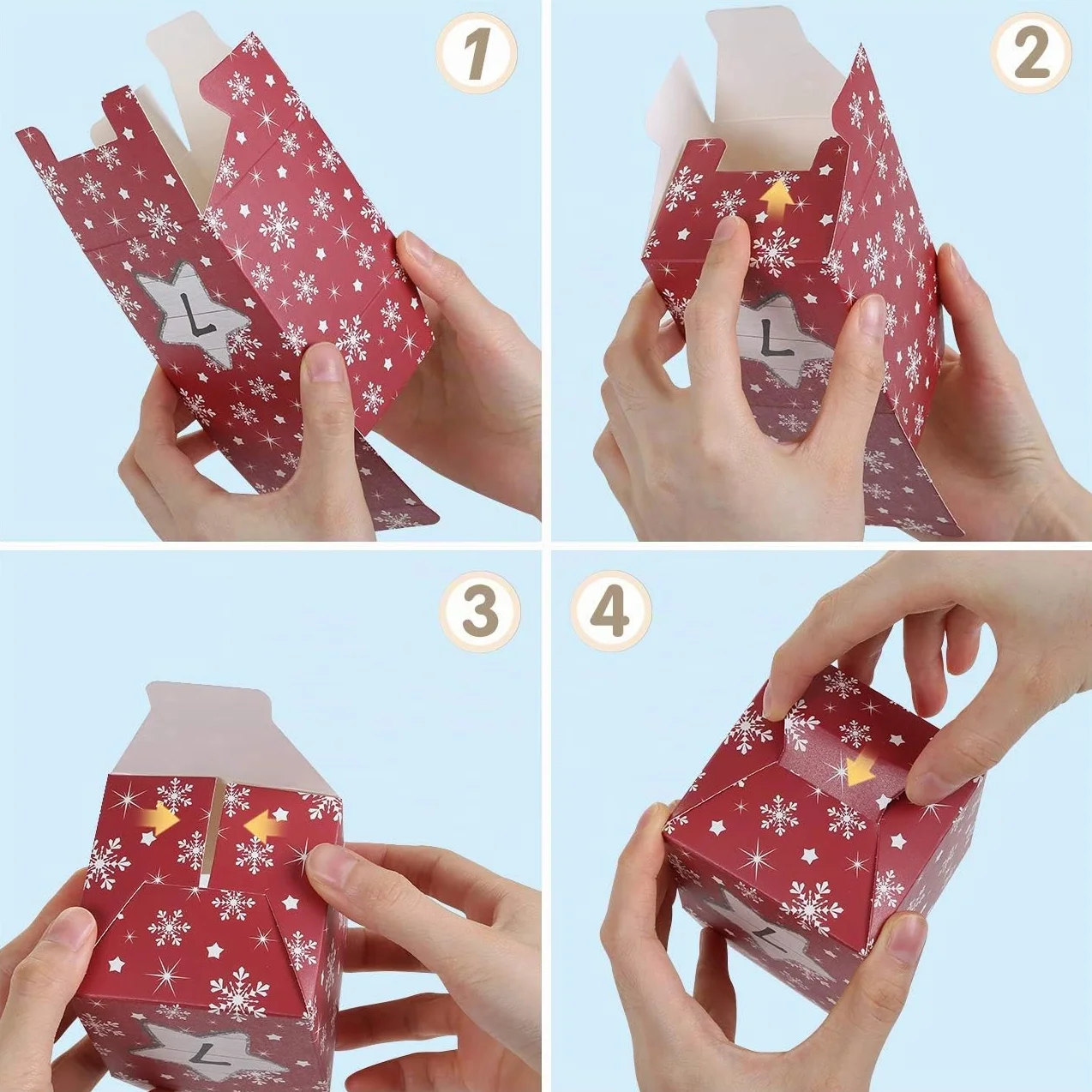 LIHAO Calendario de Adviento 24 Cajas Cuadradas Navidad Caja Regalos Papel Caramelos Dulces Galletas Chocolates DIY