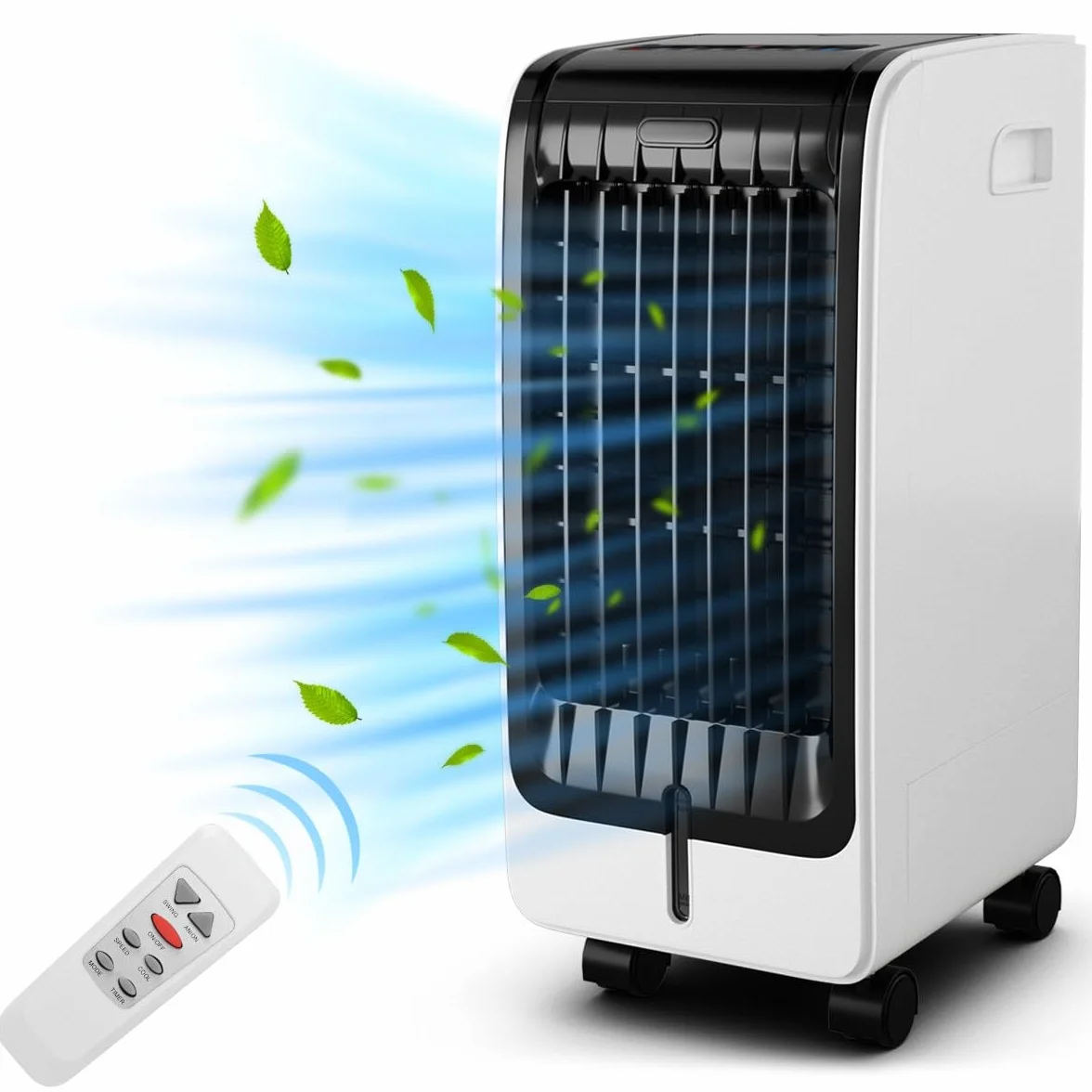 GOPLUS Aire Acondicionado Portátil 4 en 1 con Depósito de Agua 6L, Purificación Ventilador Humidificador Enfriador de Aire Móvil, Climatizador Evaporativo 3 Velocidad, Temporizador 8H, Control Remoto