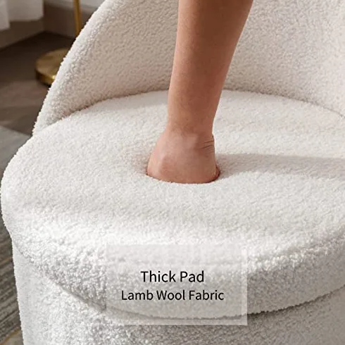 Silla giratoria otomana de tocador – Taburete tapizado 360° para maquillaje y dormitorio