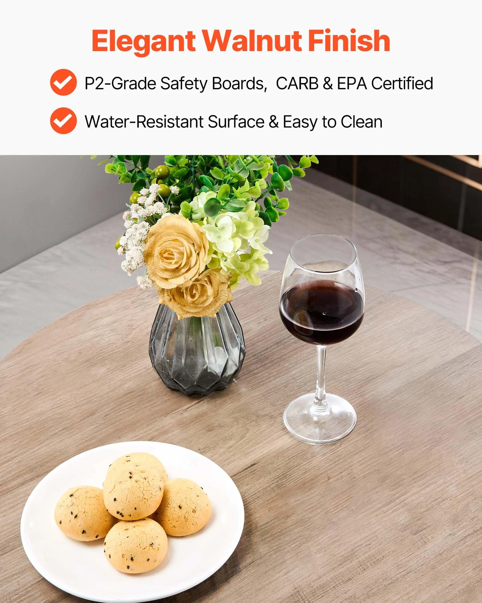 VEVOR Mesa de Bar Redonda con 2 Taburetes 60 x 60 x 91,5 cm, Juego de Mesa Alta para Comedor, Metálica Fuerte Duradera, Estilo Industrial Moderno, para Cocina Salón Bar Estrecho Barra Alta Desayuno