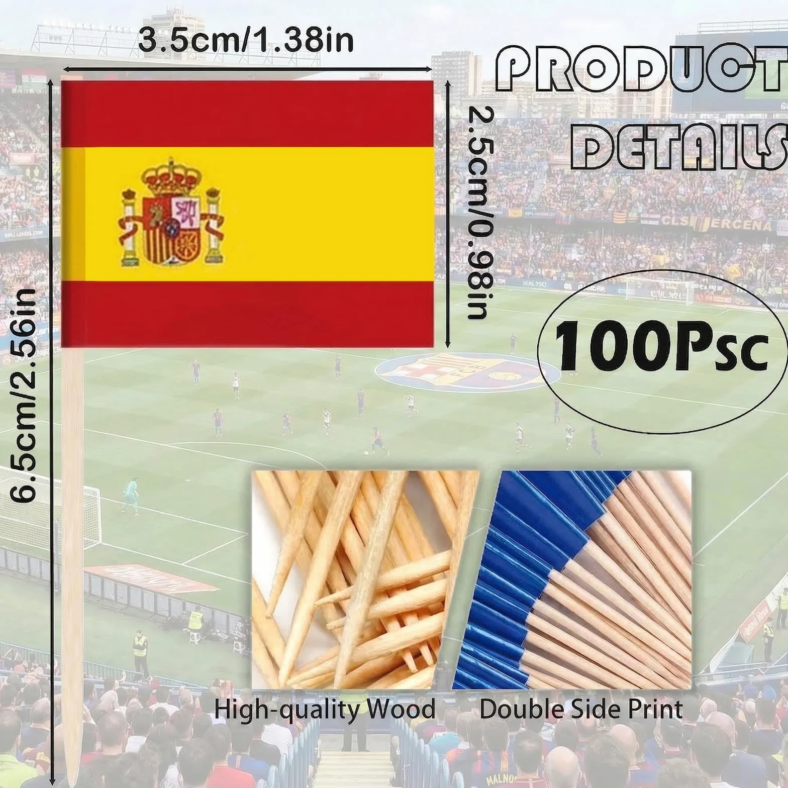 Banderas de Palillos España 2026-100Pcs - Banderitas Españolas para Tapas, Canapés y Fiestas