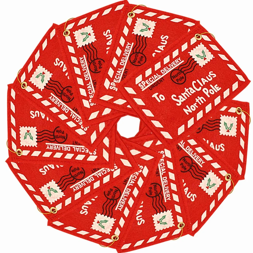 Sobre de Navidad Carta a Santa Claus Paquete de 10 Fieltro rojo Bolsa de regalo de dulces de Navidad Tarjeta de dinero Titulares de regalo Árbol de Navidad Decoración colgante