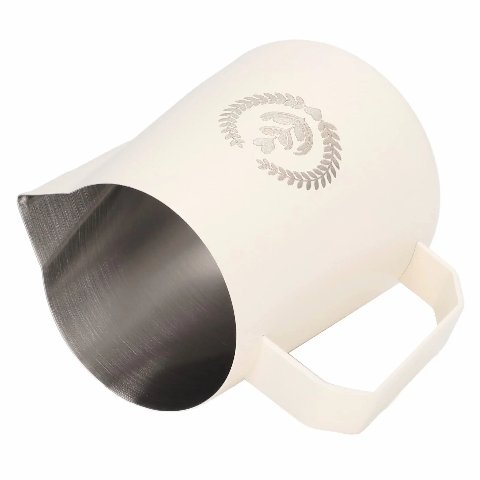 Jarra de espuma de leche de acero inoxidable para café, 450 ml (beige mate)