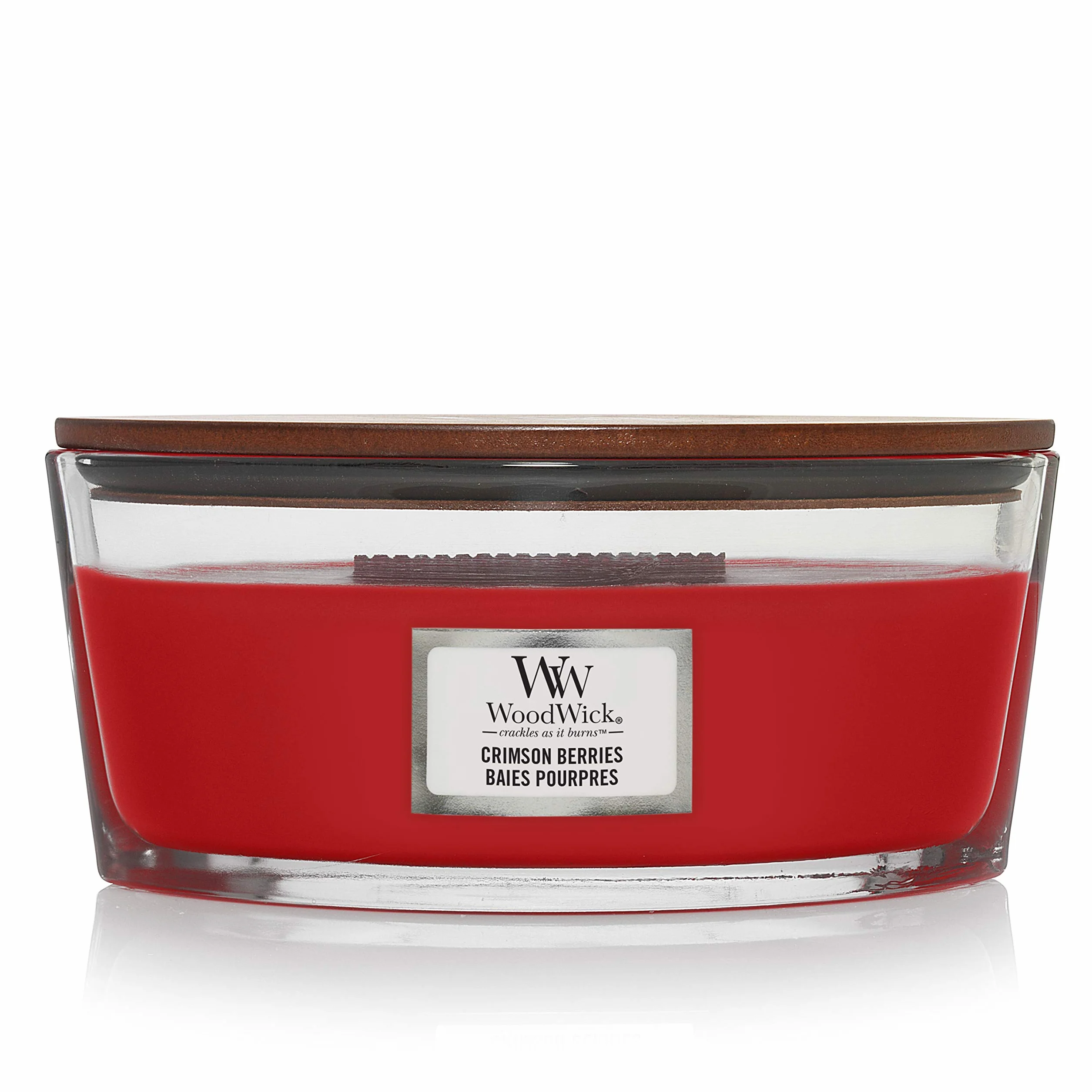 Woodwick Ellipse Vela perfumada con mecha crepitante | Crimson Berries | Hasta 50 horas de duración | Regalos para mujeres
