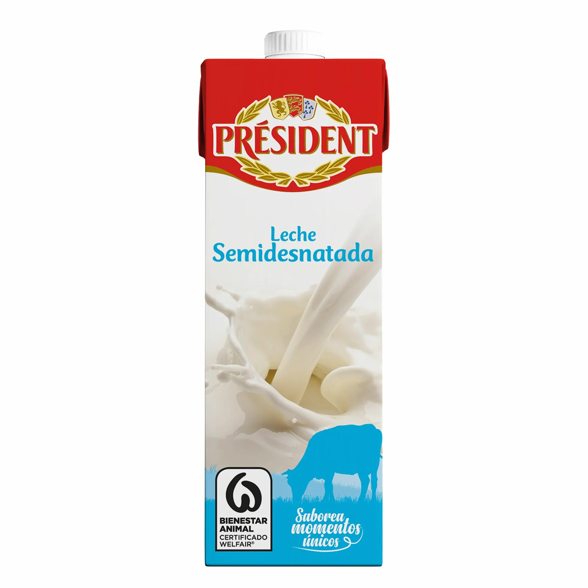 Président Leche Semidesnatada Bienestar Animal Brik UHT Pack 6 x 1L