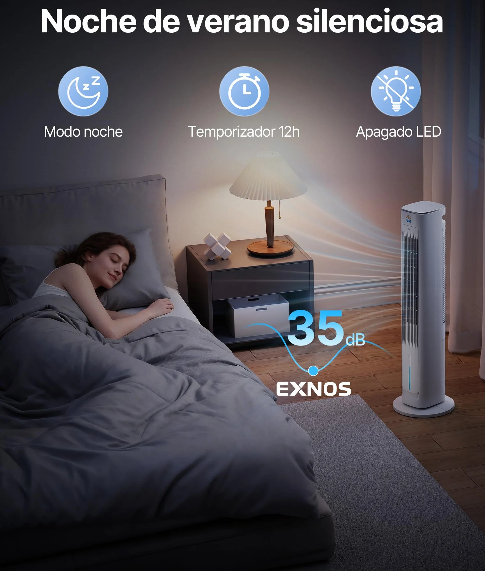 Climatizador Evaporativo Portátil- Alternativa al Aire Acondicionado Portatil Enfriador de Aire Silencioso,3 Modos, Temporizador 12H, Mando, Blanco