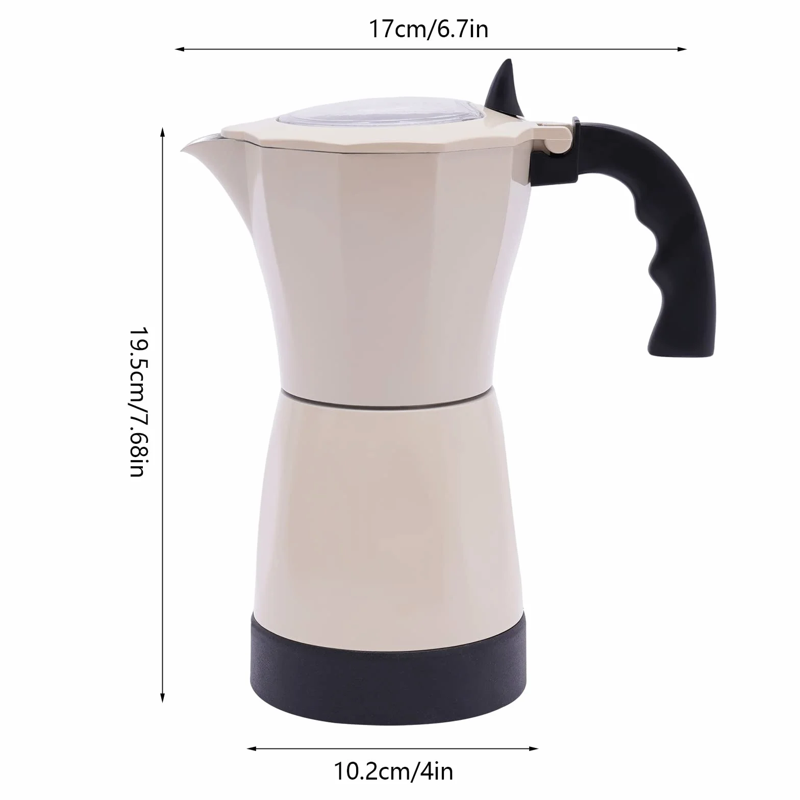 Cafetera eléctrica italiana 6 tazas espresso 10,2 x 19,5 cm blanco arroz