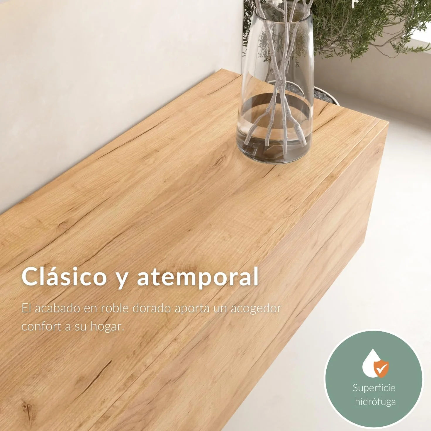 Planetmöbel Mueble de televisión, Mesa para TV de 320 cm de Largo, 2X armarios de televisión suspendidos de 40x130x17 cm para el salón, 2X Muebles Bajos de 160x30x37,8 cm, Roble Dorado
