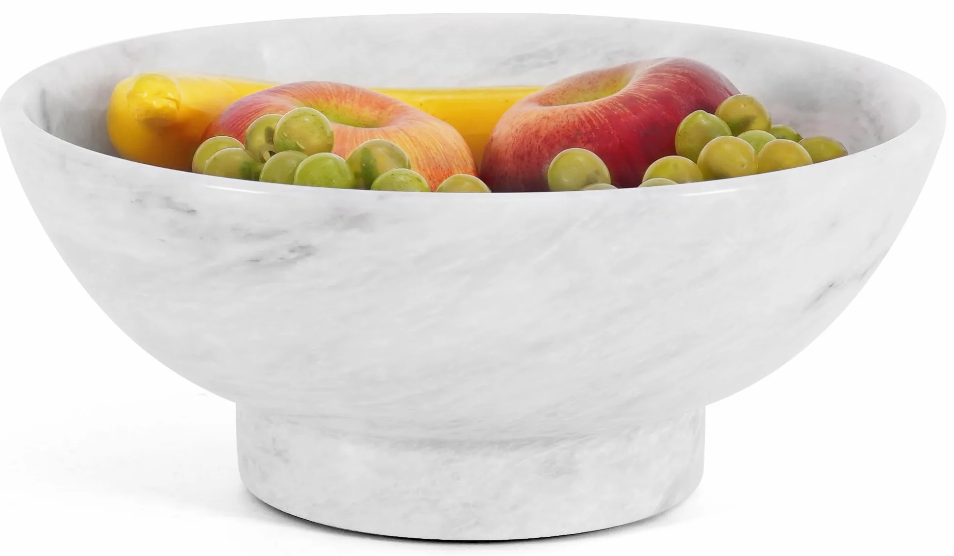 MARBLE RANGE Frutero blanco de piedra hecha a mano de 10 pulgadas para encimera de cocina, mesa de comedor y decoración del hogar | Bandeja decorativa para servir frutas, aperitivos y organizador de