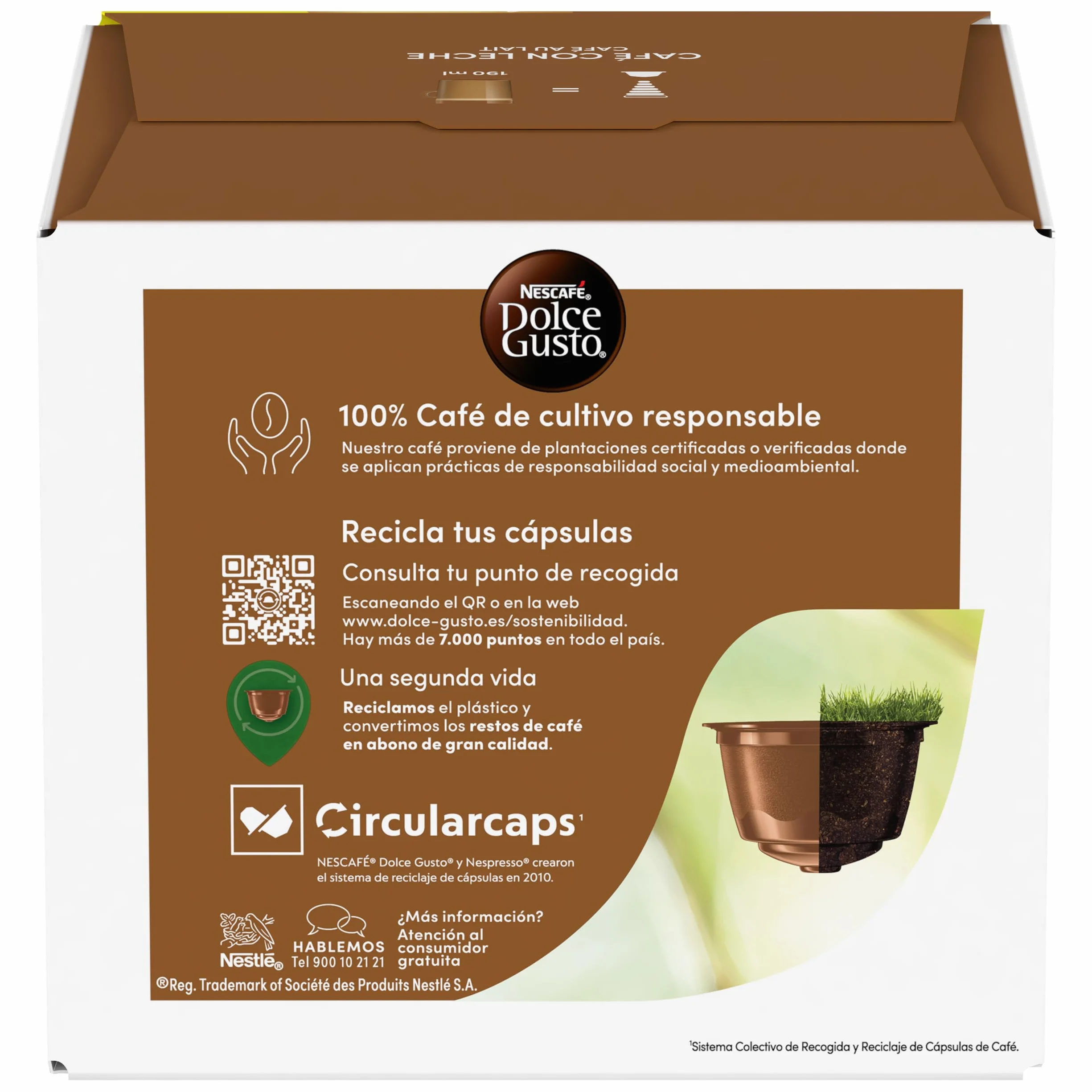 NESCAFÉ Dolce Gusto Café con Leche Cápsulas de Café, 90 Cápsulas (3 x 30), Intensidad 7