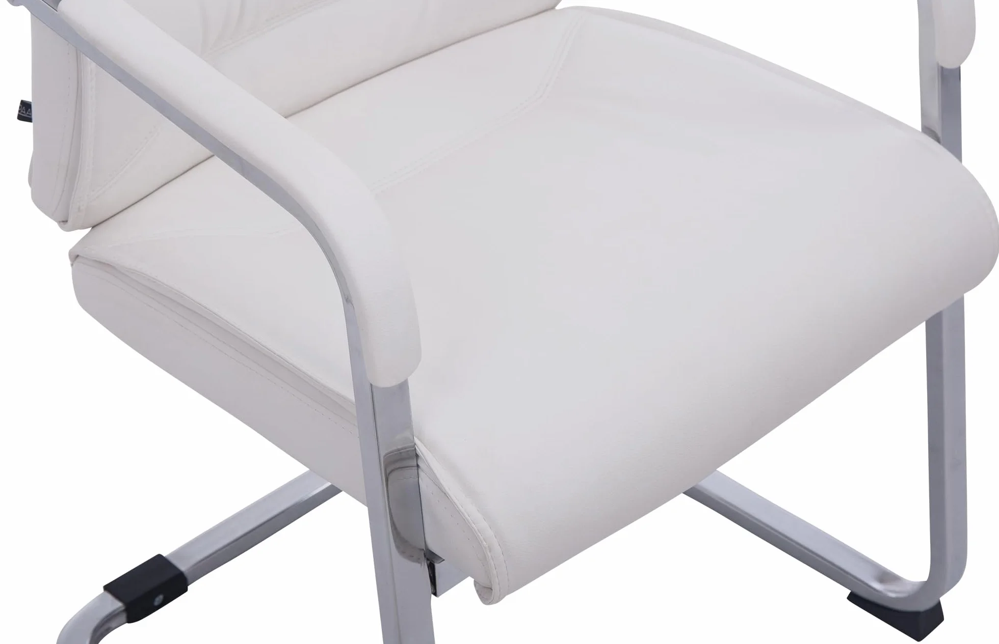 CLP Silla De Conferencia Anubis En Polipiel I Silla De Oficina En Estilo Cantiléver, con Reposabrazos & Base Metálica, Color:Blanco