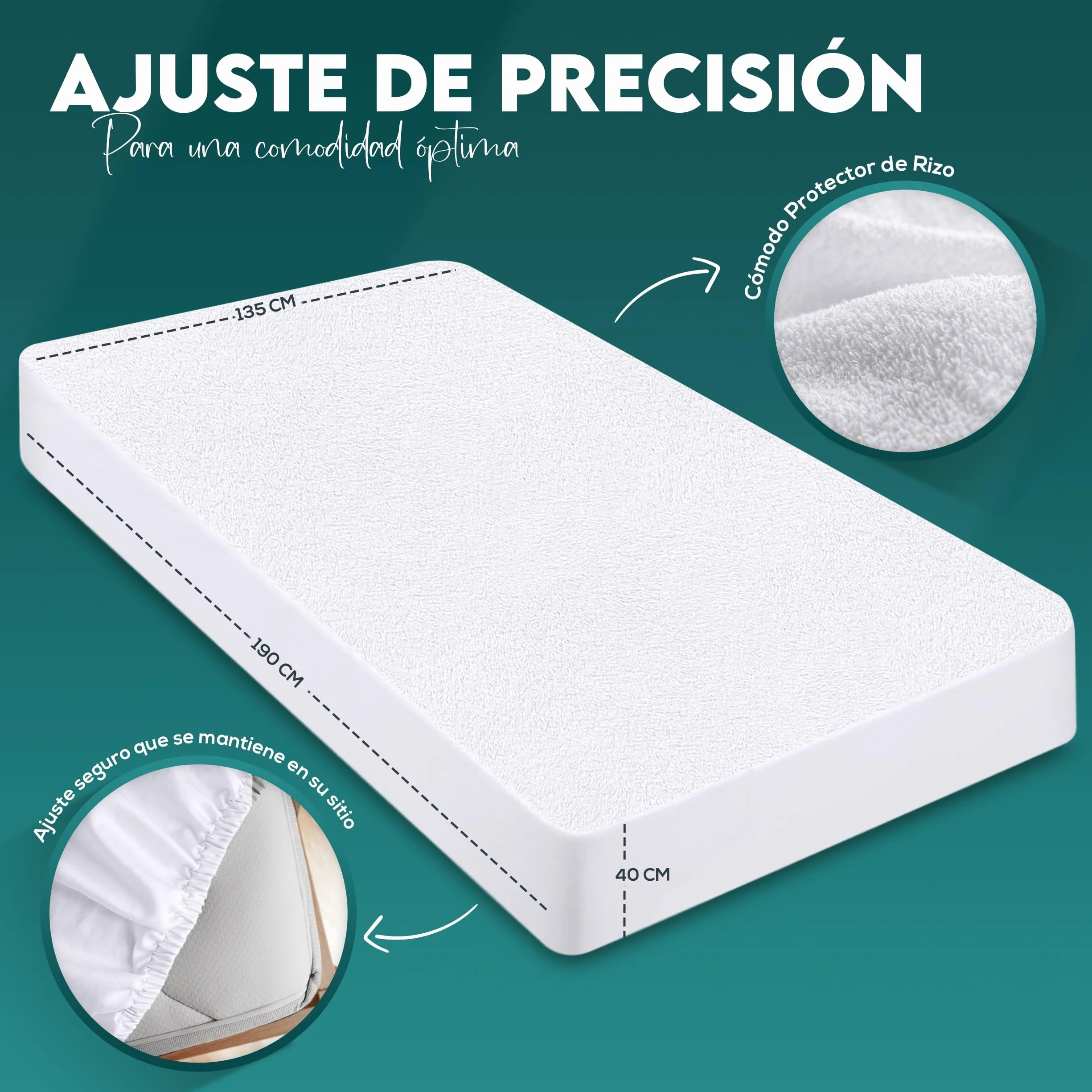 Utopia Bedding Protector Colchón 135 x 190 x 40 cm Impermeable Oeko-Tex Funda Colchón
