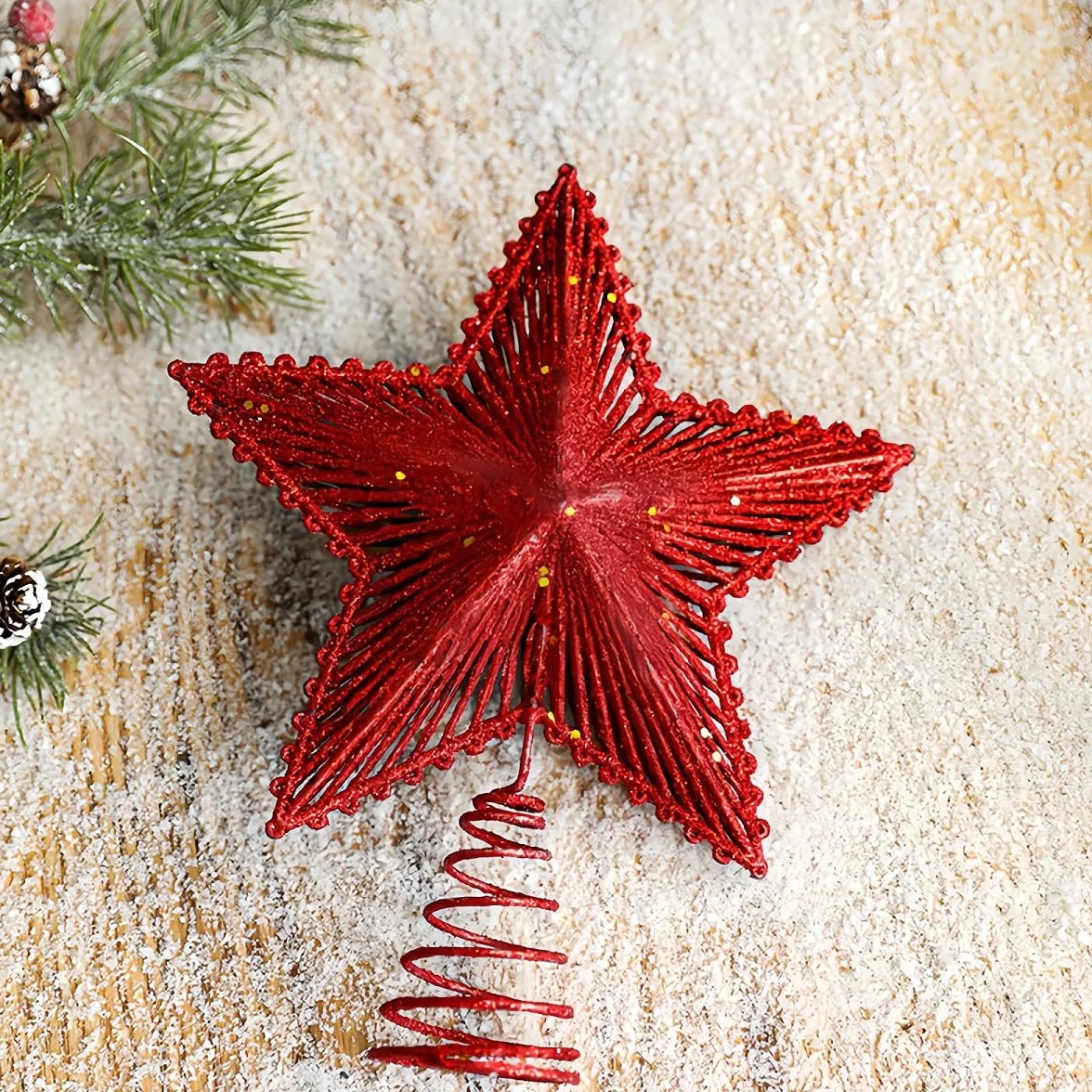 Estrella de Cinco Puntas Rojo 20cm Topper para Árbol de Navidad