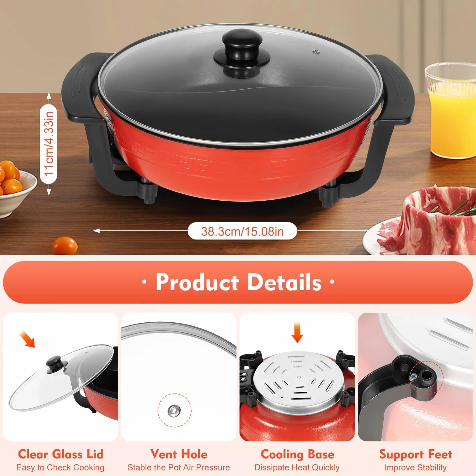 Olla China Shabu 6L Yuan Yang 30x8 cm 220V Twin Hot Pot