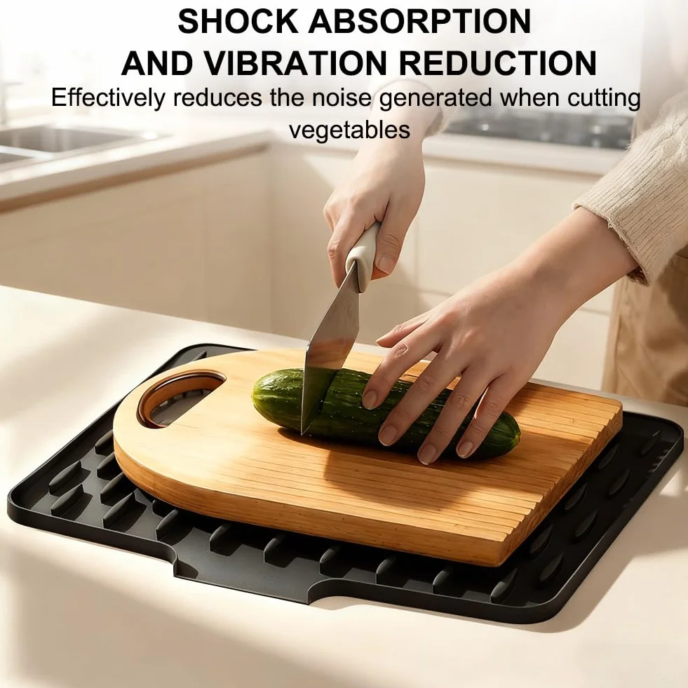 Vicloon Alfombrilla Escurreplatos de Silicona,Bandeja Escurreplatos con Salida de Drenaje,Grande Alfombrilla Escurreplatos,Alfombrilla para Secar Platos para Encimeras y Fregaderos de Cocina,Negro