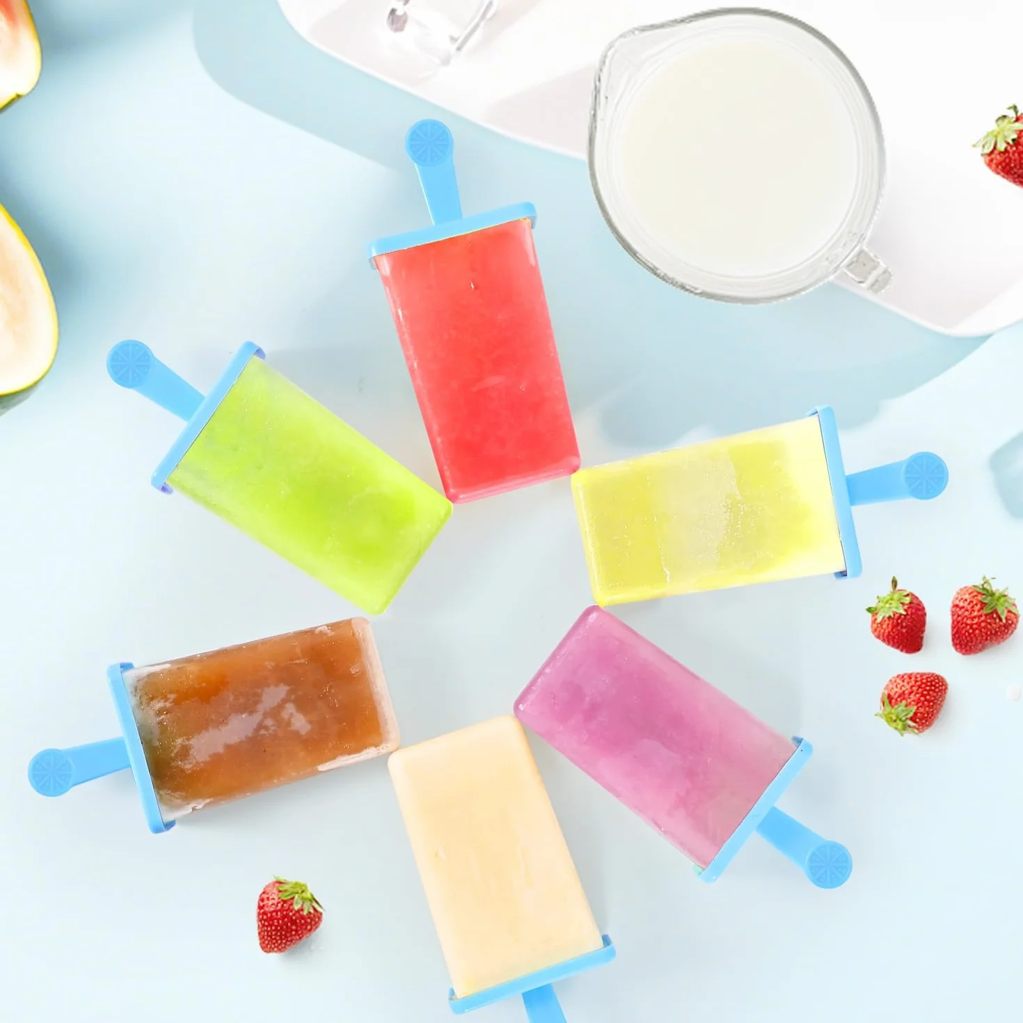 Moldes para Helados 9 Cavidades Reutilizable sin BPA, DIY Molde Helado con Palo, Cepillo y Embudo