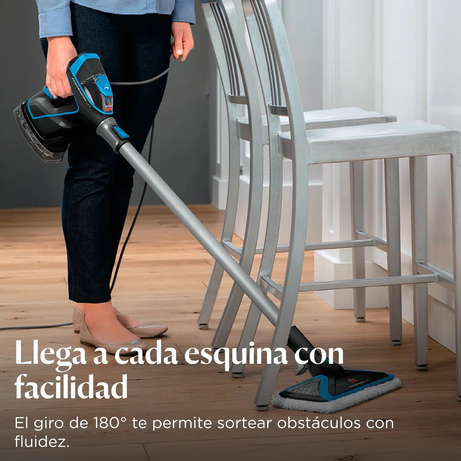 BISSELL PowerFresh Slim Steam, vaporeta 3 en 1, cambia de limpiador de vapor para suelos a limpiador de vapor de mano, vaporizador ligero, multiuso con herramientas, 1600 W, 1,86 kg, 4268N