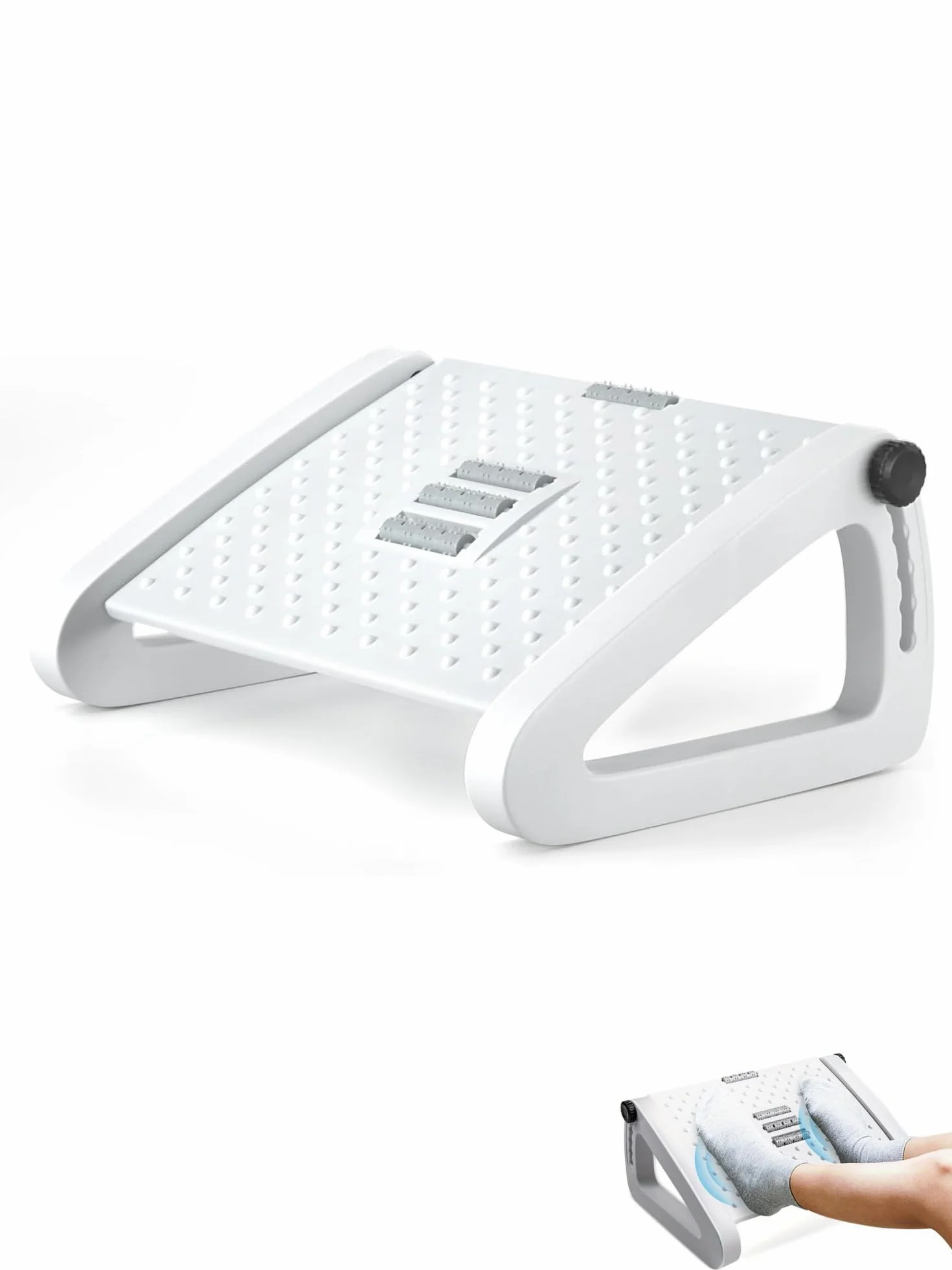 Reposapiés Ergonómico Ajustable Antideslizante con Masaje para Oficina y Hogar